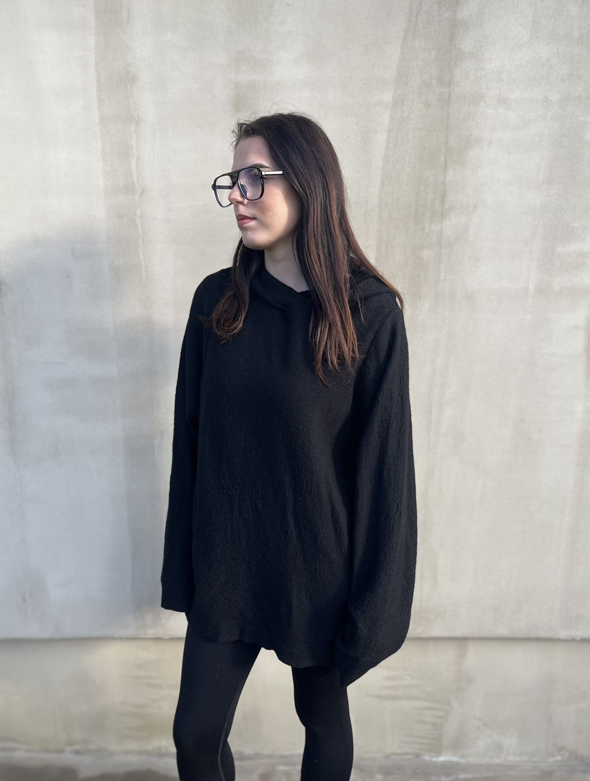 OSKA Oska Women Hoodie 100% Wool Black Oversized Hooded Size 1 Size ONE SIZE - 1 Thumbnail