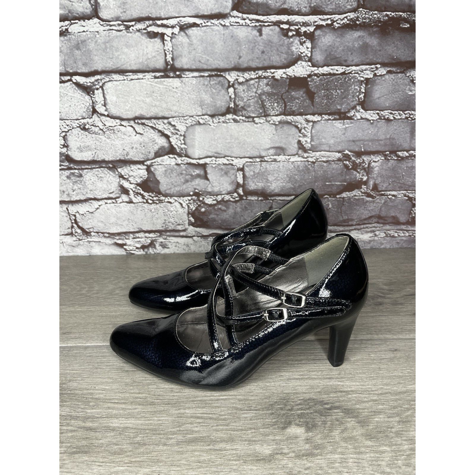 Ecco Ecco Navy Blue Patent Leather Mary Jane Strap Heels Shoes Wo Size US 5 / IT 35 - 22 Thumbnail