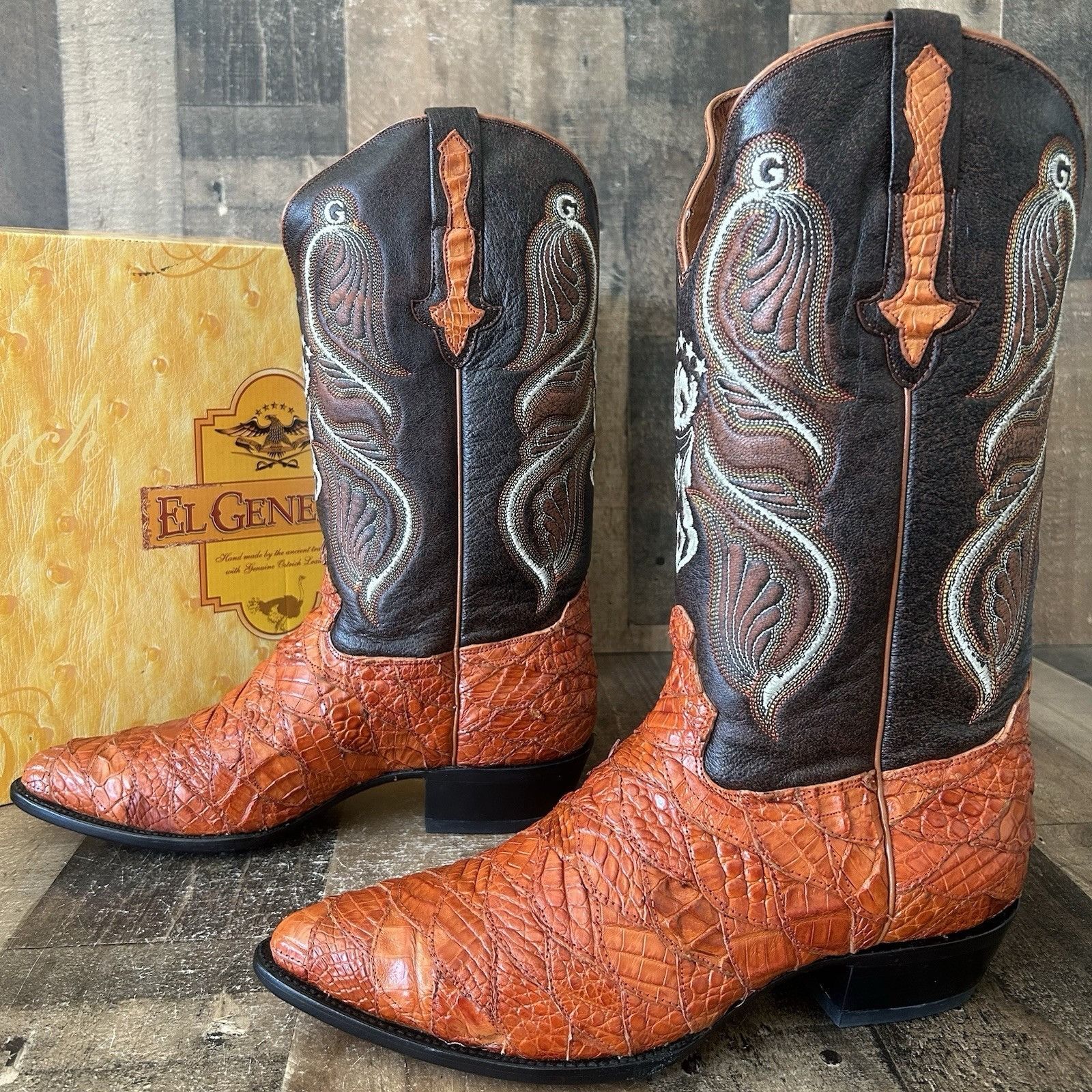 Vintage El General Caiman Western Cowboy Boots Mens 11 Size US 11 / EU 44 - 2 Thumbnail