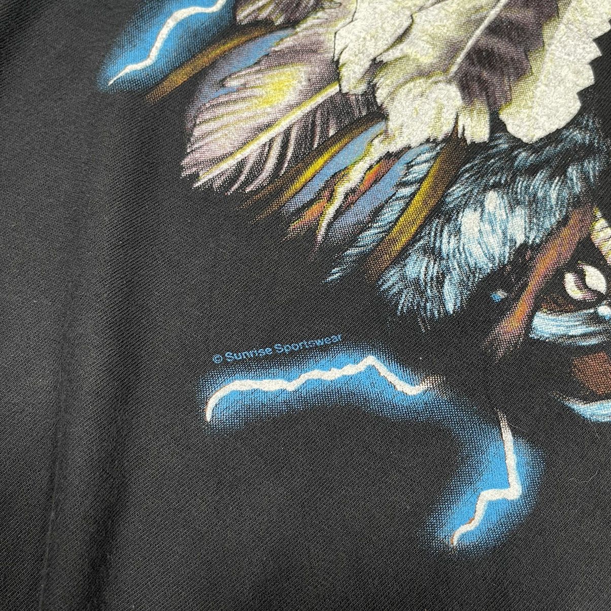 Native × Vintage Vintage 80s American Thunder Red Indian Native Sun Faded T Size US XXL / EU 58 / 5 - 4 Thumbnail
