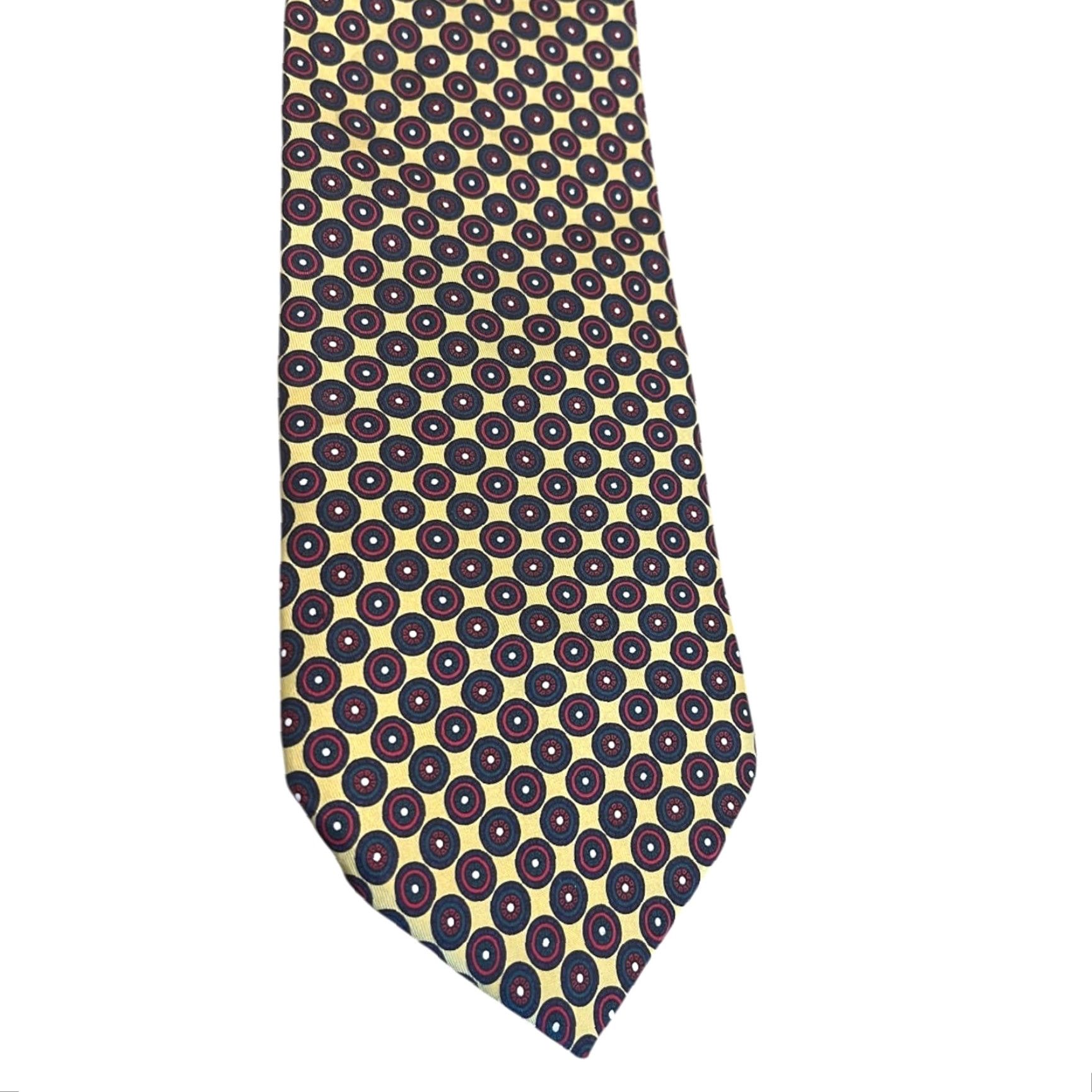 Vintage Venezia Tie 100% Silk Made in Italy Mens Gold 58 Inch 4" at widest point Size ONE SIZE - 2 Thumbnail