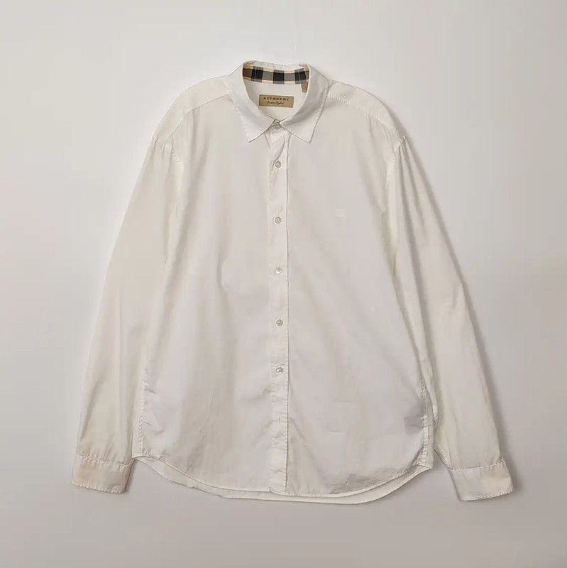 Burberry Burberry White Cotton Long Sleeve Shirt Size US L / EU 52-54 / 3 - 1 Thumbnail