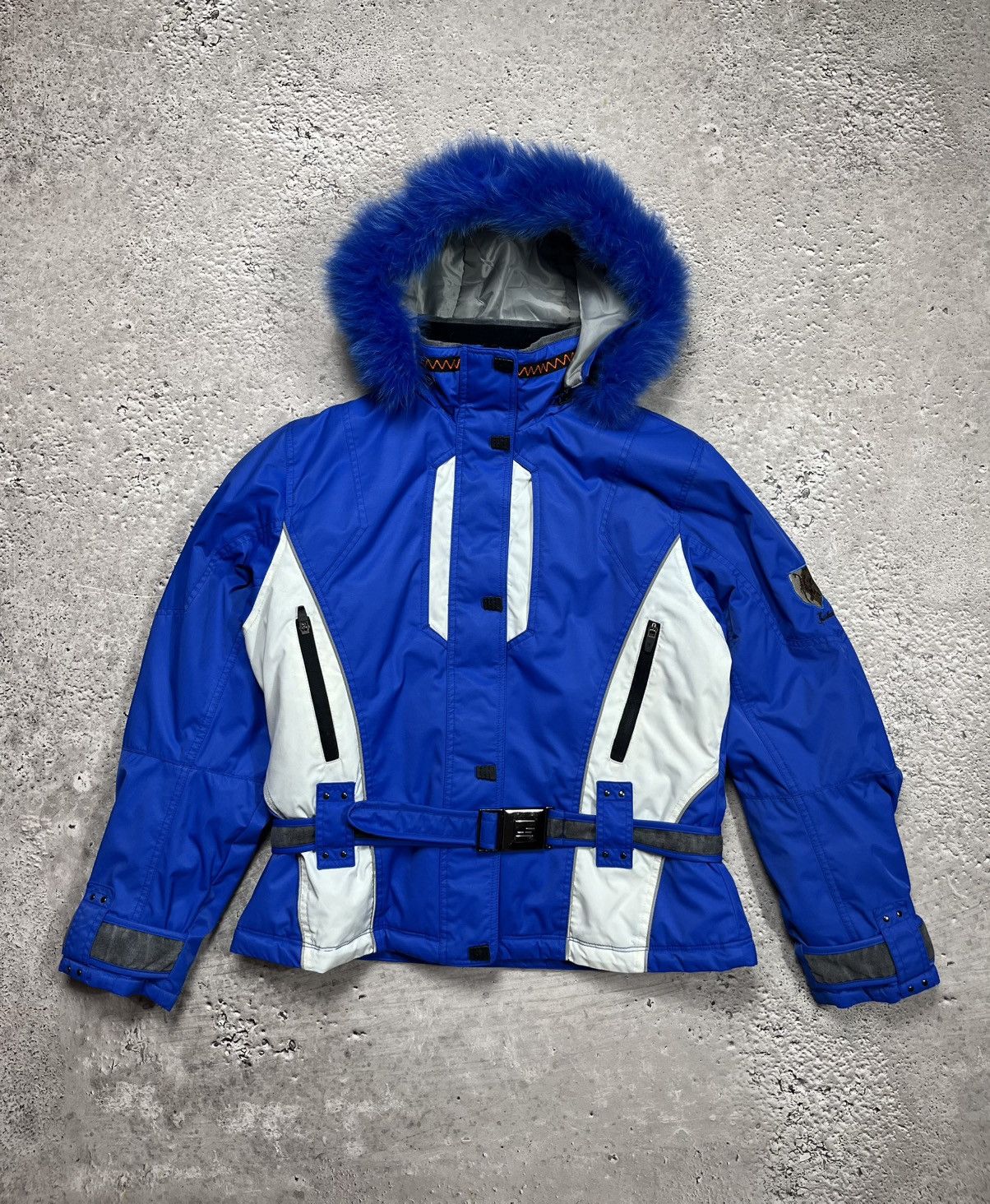 Sportalm Kitzbuhel Sportalm Blue White Ski Jacket M with Belt and Faux Fur Hood Size M / US 6-8 / IT 42-44 - 1 Thumbnail