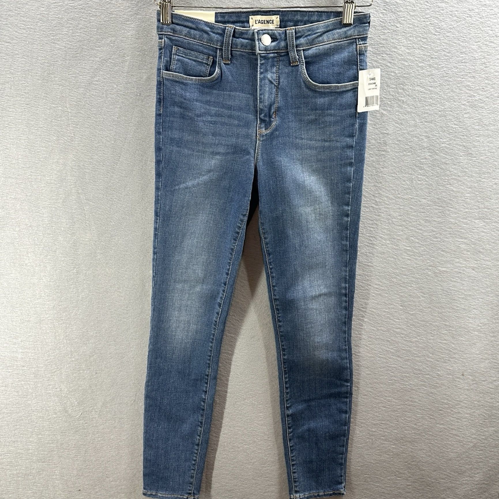 L'AGENCE L'AGENCE Margot Skinny High Rise Jeans Women 25 Blue Denim Slim 5-Pocket Mid Rise 26in Inseam Vintage? No (Dark Wash) - Regular Size Womens Jeans Size 42" / US 20 - 2 Thumbnail