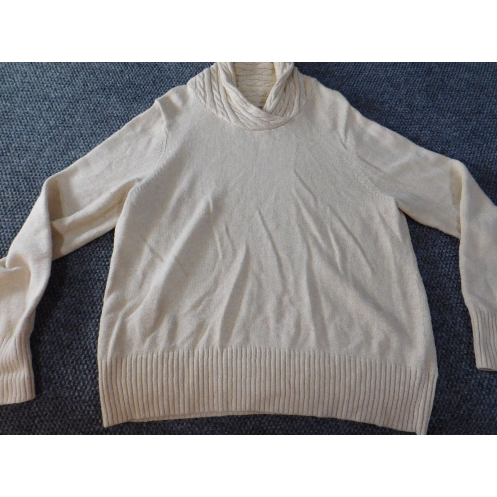 Croft & Barrow Croft & Barrow Womens Sweater Large Beige pullover classic Knit Crew Neck Long Sleeve Regular Stretch Cotton Size L / US 10 / IT 46 - 2 Thumbnail