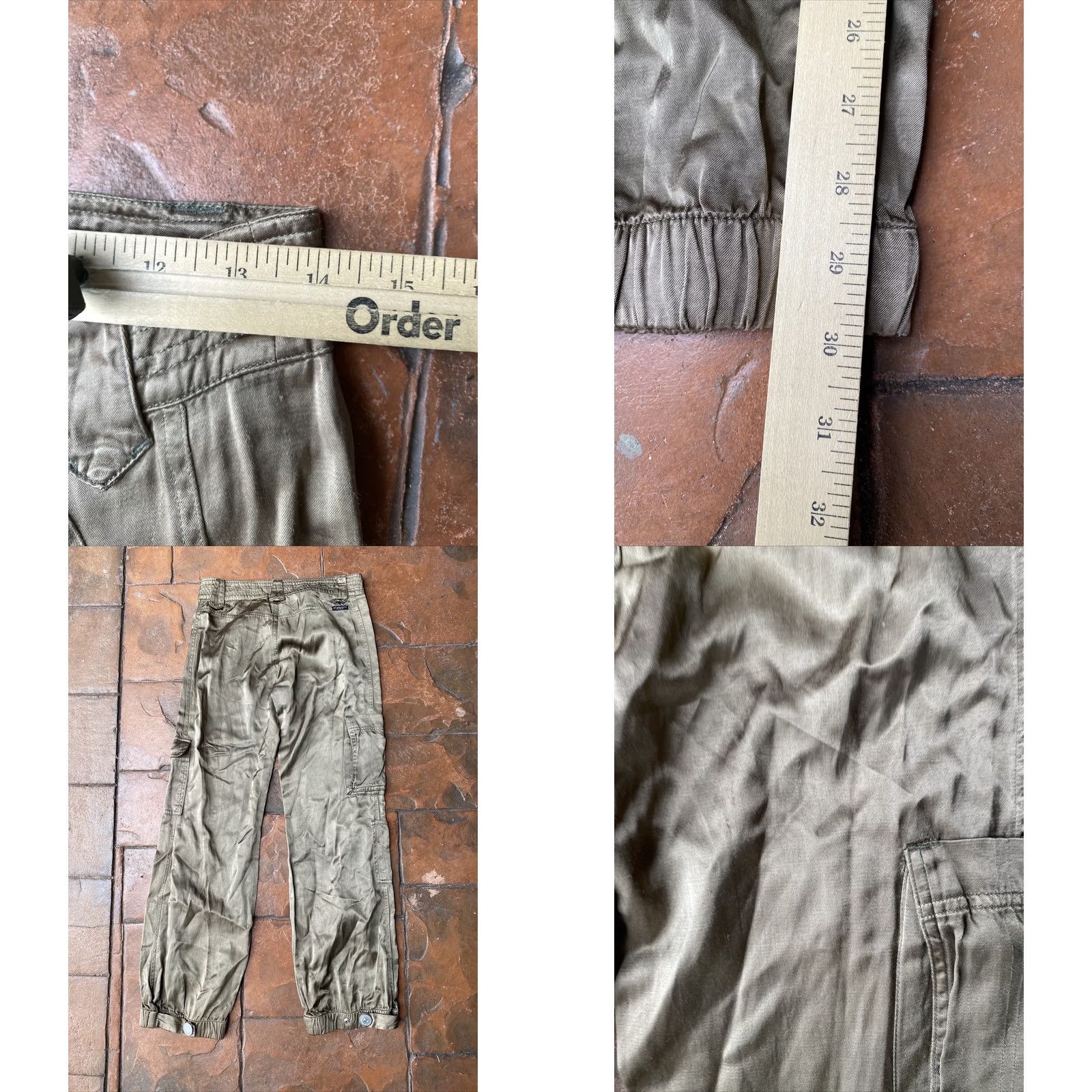 Olive VINTAGE Z. CAVARICCI Cargo Joggers Satin Olive Green Pants Womens Size 1 Size 25" / US 0 / IT 36 - 8 Thumbnail