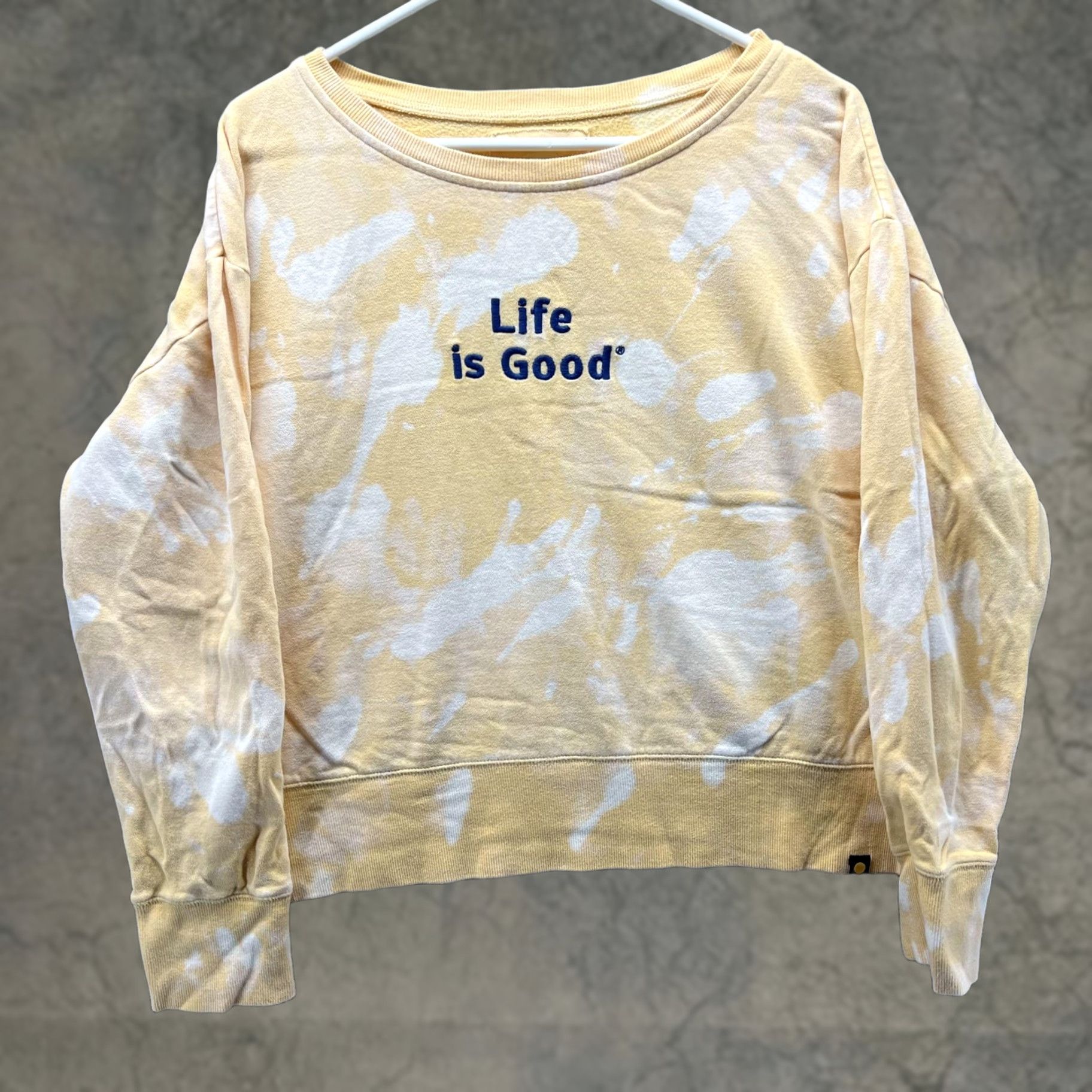 Life is Good Life is Good Sweatshirt Womens M Yellow Tie Dye Boat Neck Graphic Pullover Size M / US 6-8 / IT 42-44 - 1 Thumbnail
