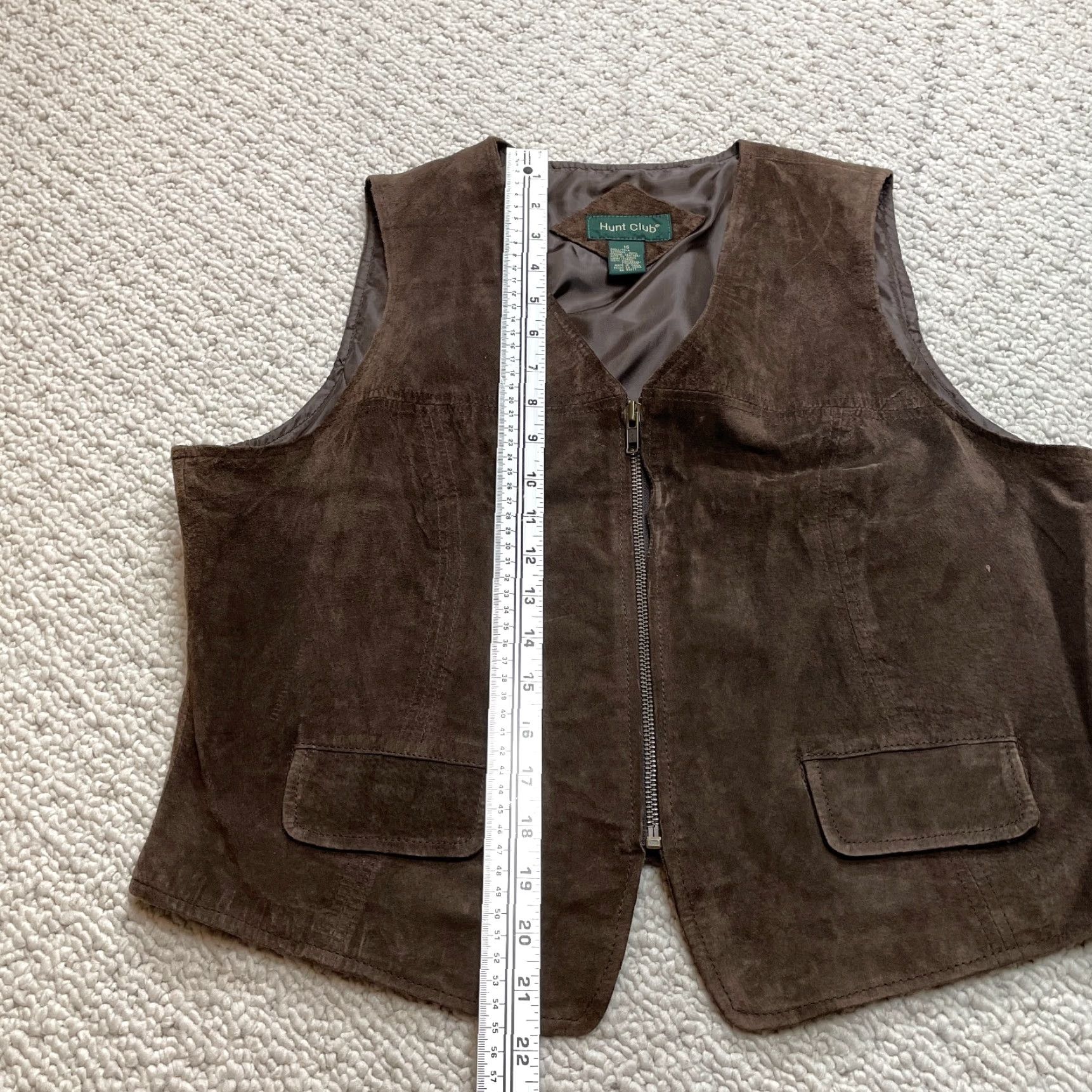 Vintage VINTAGE Hunt Club Vest Womens 16 Brown Genuine Leather Full Zip Pockets Sleeveless Top Size XXL / US 16-18 / IT 52-54 - 3 Thumbnail