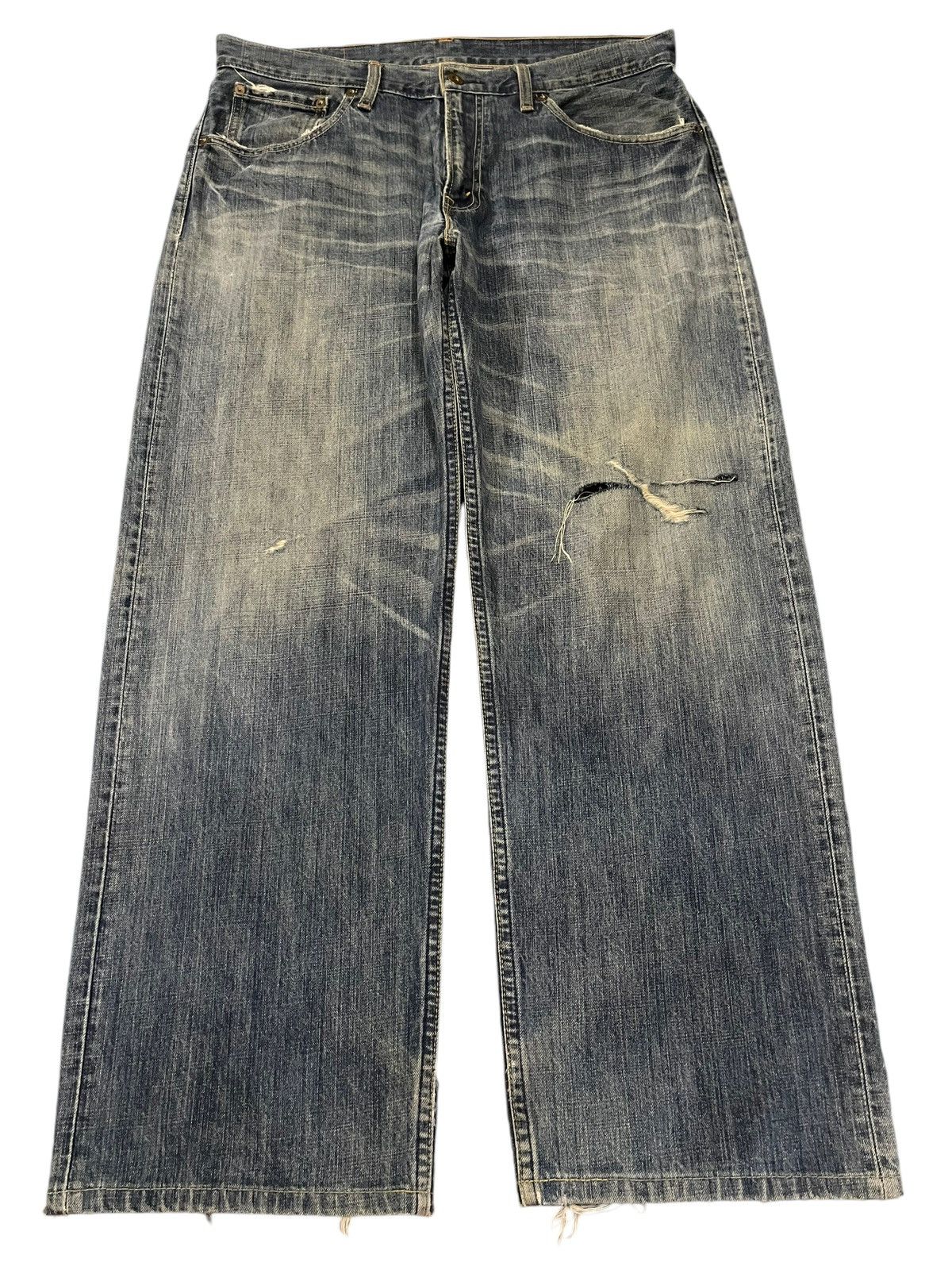 Levi's Vintage 90s Levis 504 Faded Wash Distress Baggy Jeans Size US 35 - 1 Thumbnail
