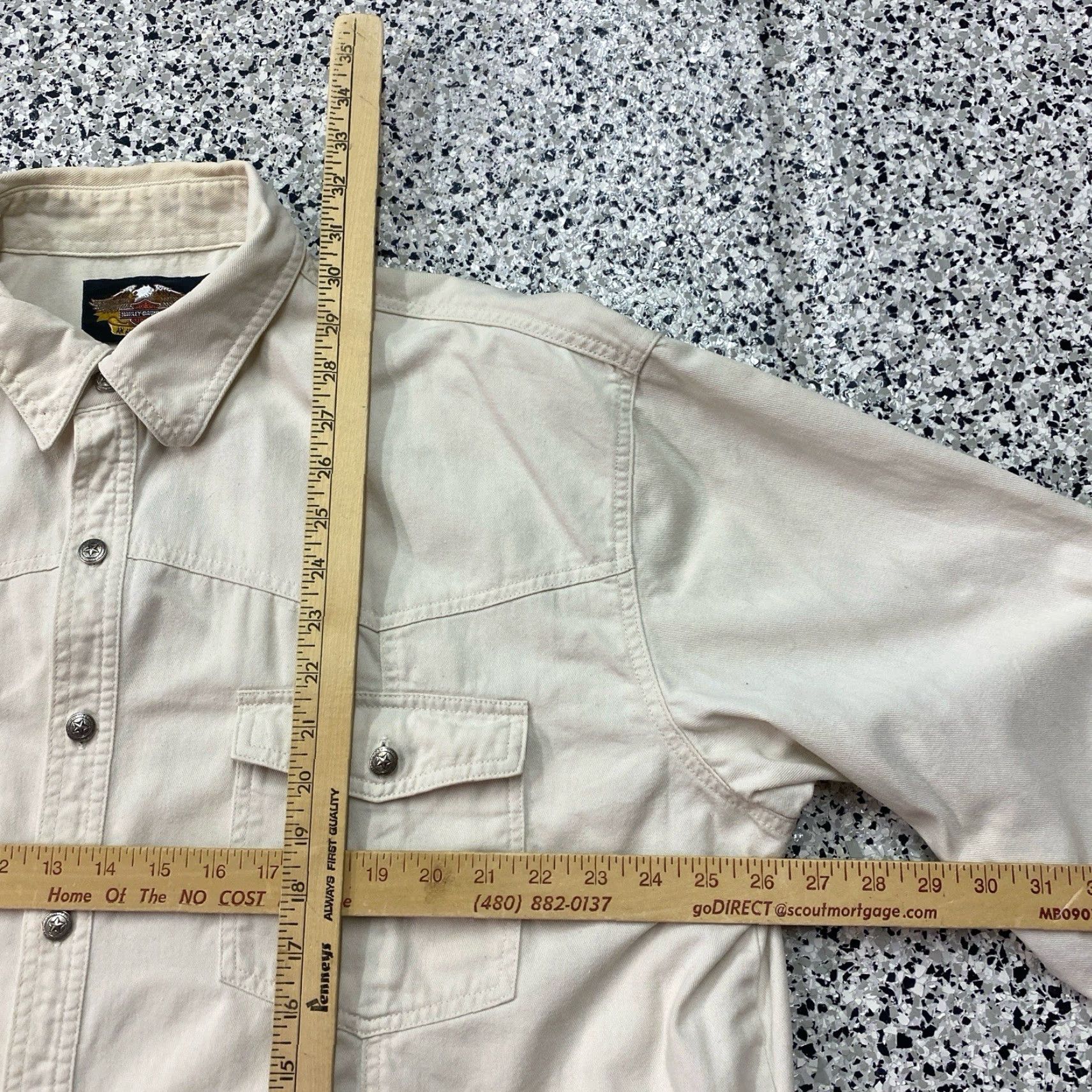 Harley Davidson VINTAGE Harley-Davidson Button-Up Shirt 2XL Beige Long Sleeve Mens Casual Button-Down Collared Pocket Cotton Size US XXL / EU 58 / 5 - 5 Thumbnail