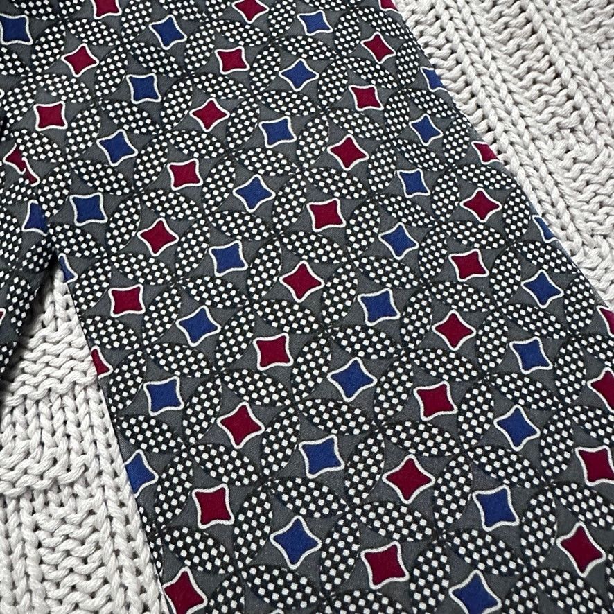 Vintage Vintage 1980s Swing red and blue geometric print silk tie Size ONE SIZE - 2 Thumbnail