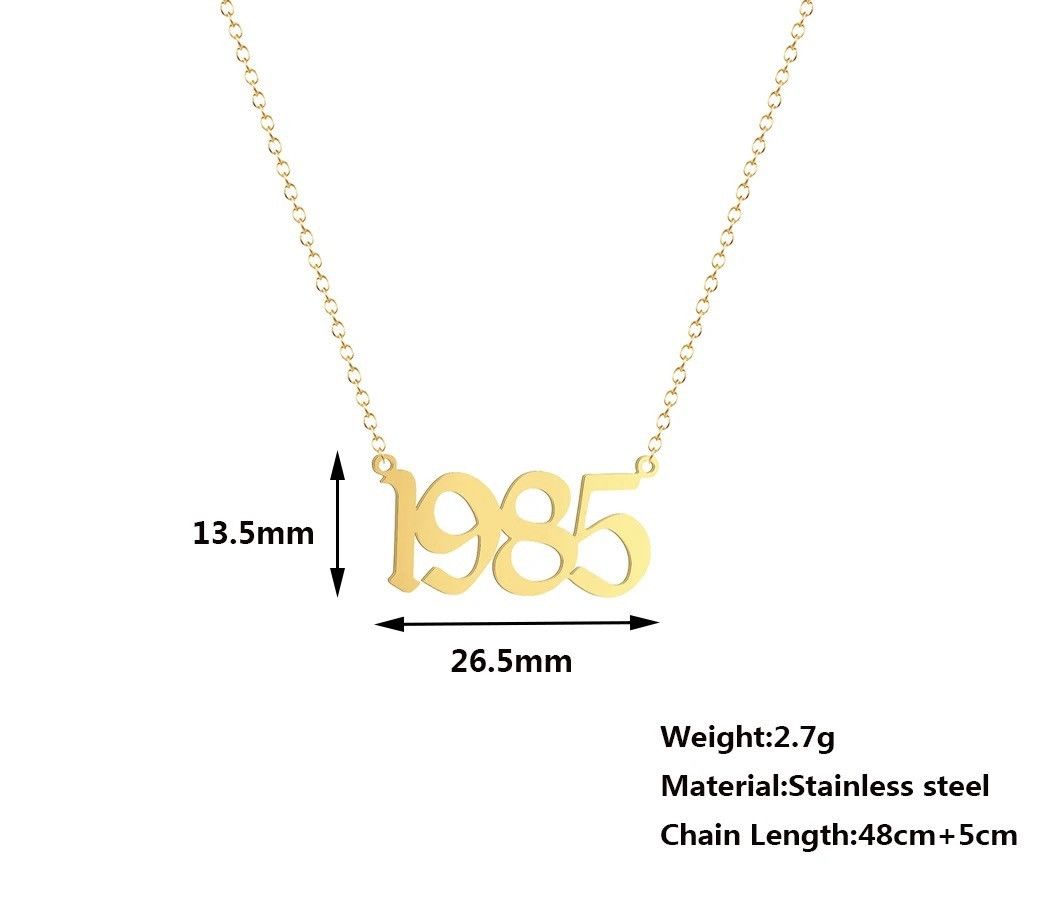 Jewelry Cxwind Stainless Steel Birth Year Necklaces For Women Men Size ONE SIZE - 6 Thumbnail