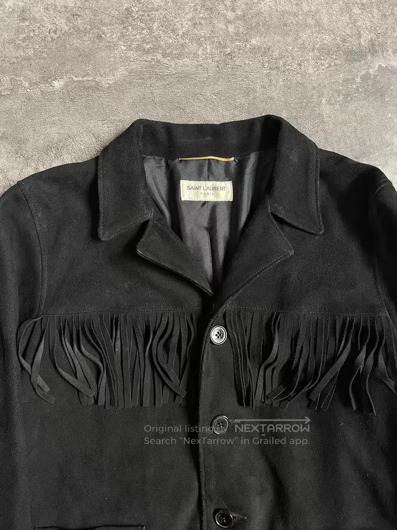 Saint Laurent Paris Saint Laurent Paris Black Suede Fringe Jacket Size XS / US 0-2 / IT 36-38 - 2 Thumbnail