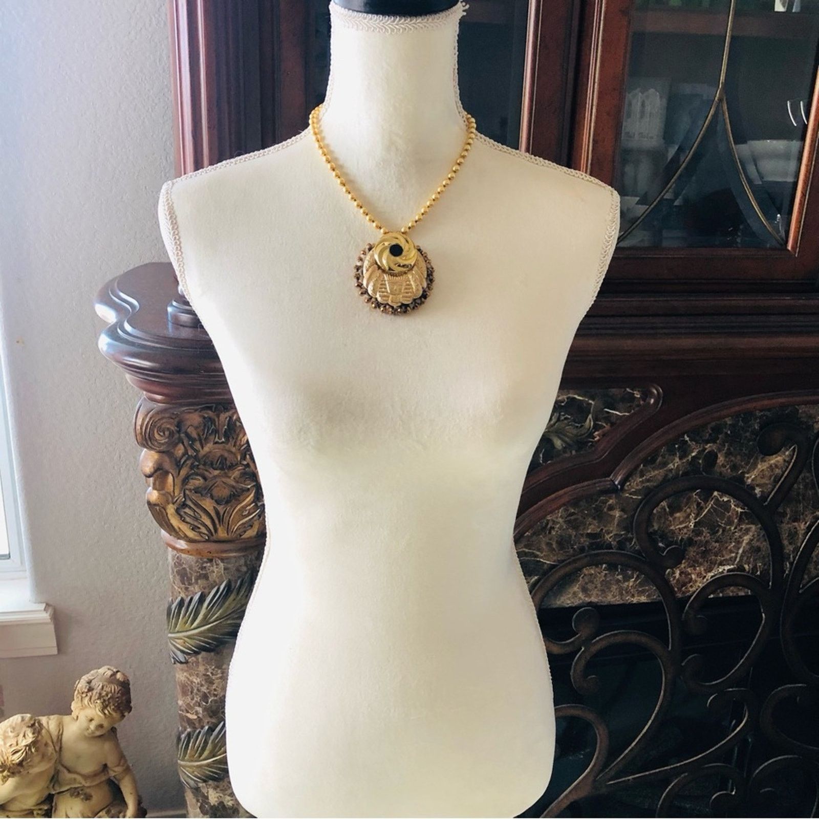 Handmade Handcrafted repurpose Egyptian medallion Pearl necklace Size ONE SIZE - 7 Thumbnail
