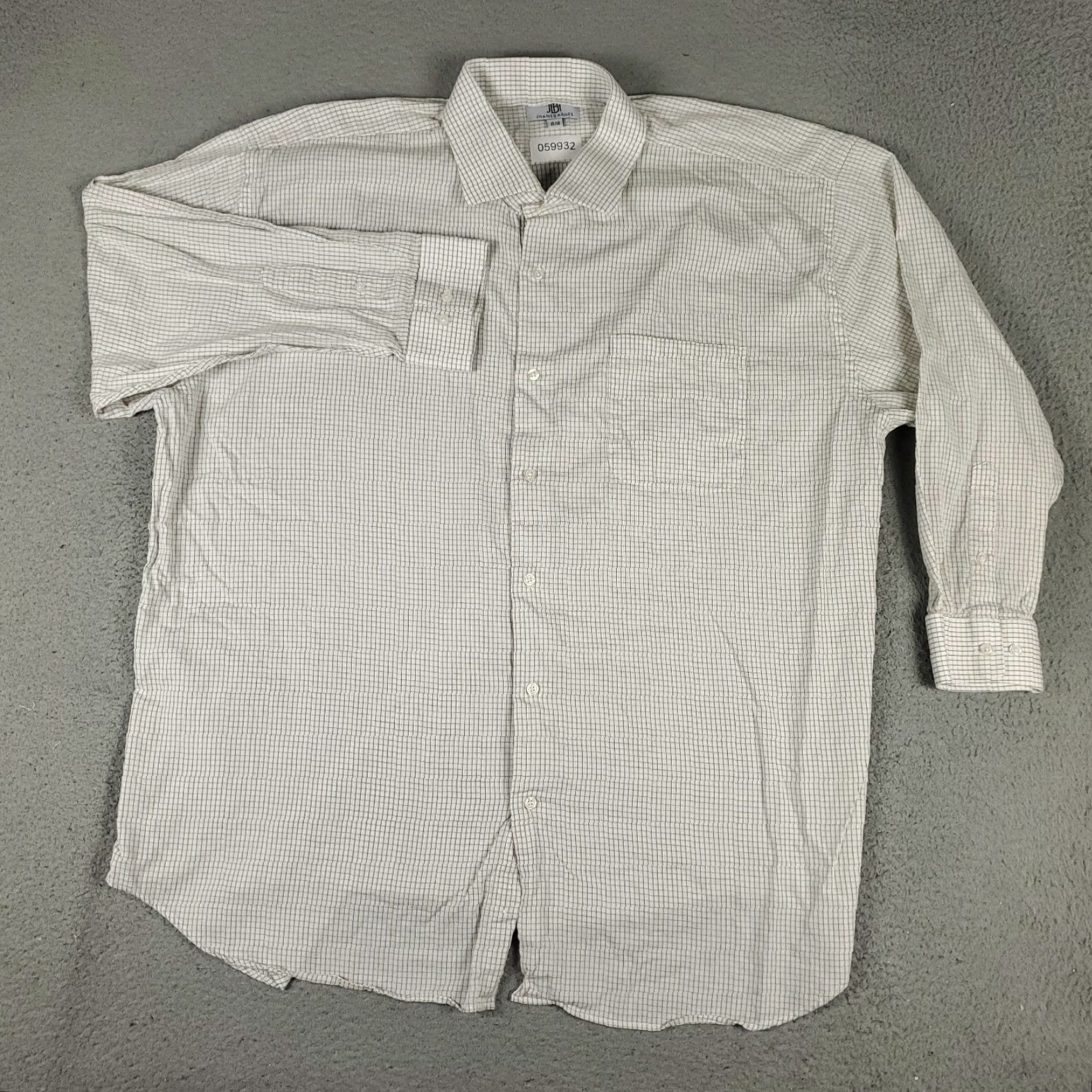 Vintage Jhane Barnes Dress Shirt Mens 18.5 Beige Check Long Sleeve Button Up Size 48R - 2 Thumbnail