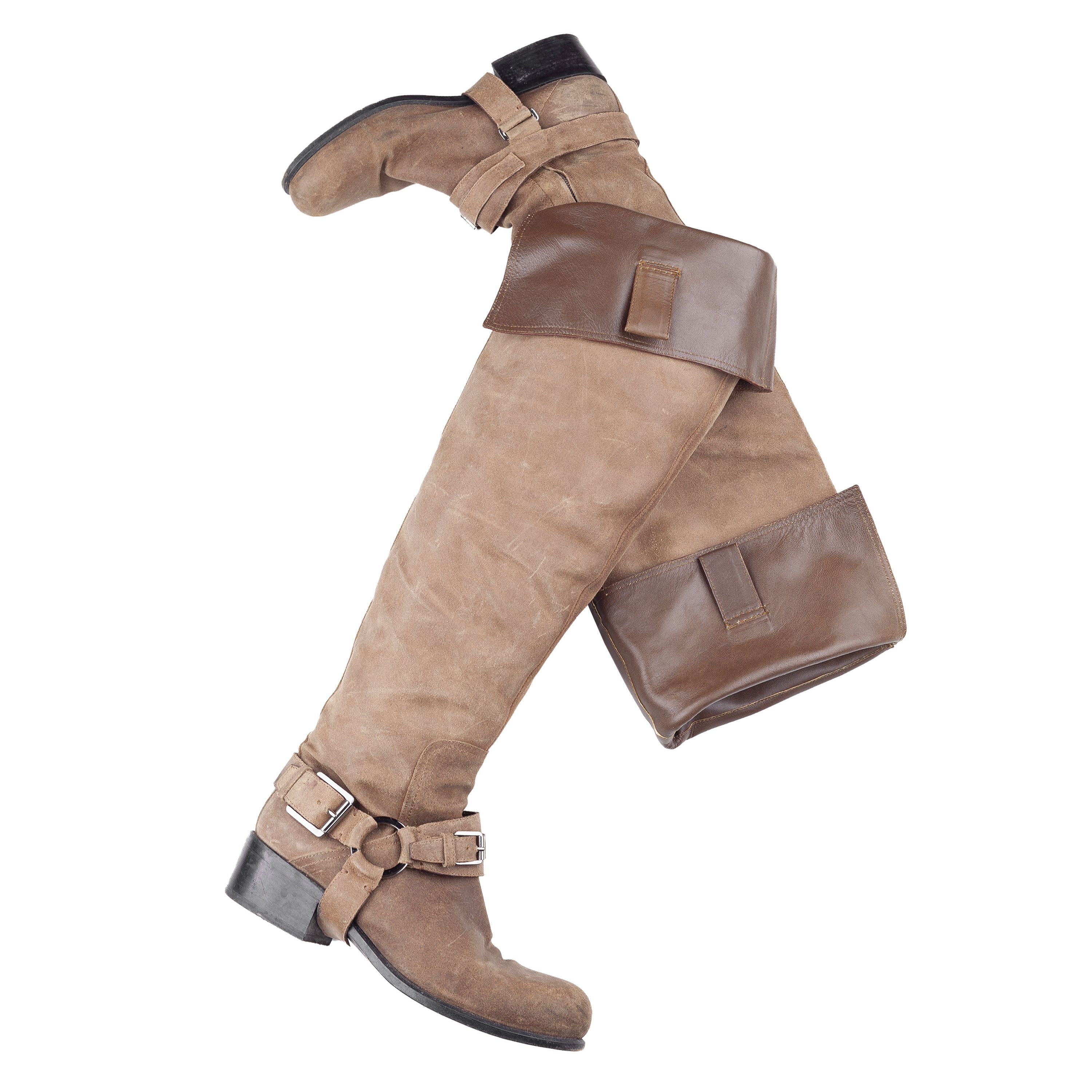 Dior Christian Dior Over The Knee Brown Leather Boots (37,5 EU) Size US 6.5 / IT 36.5 - 1 Thumbnail
