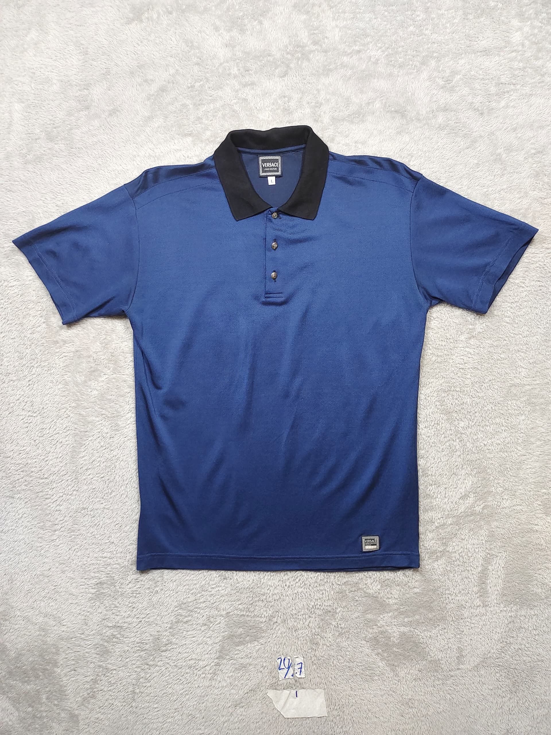 Versace Jeans Couture Versace blue short-sleeved polo shirt with a black collar Size US L / EU 52-54 / 3 - 1 Thumbnail