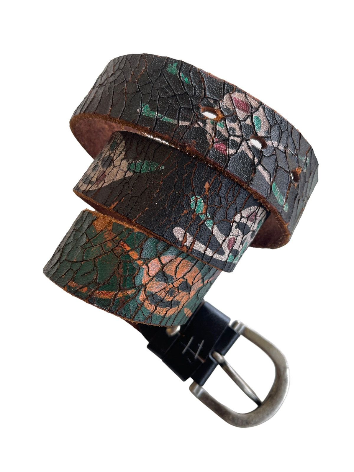 Vintage Vintage Leather Belt Skulls Printed Size 30 - 5 Thumbnail