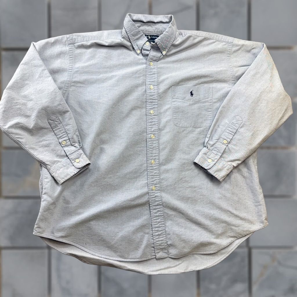 Polo Ralph Lauren VTG Polo Ralph Lauren BIG Shirt Mens XL Blue Oxford Cotton OCBD Relaxed Pony) Size US XL / EU 56 / 4 - 1 Thumbnail