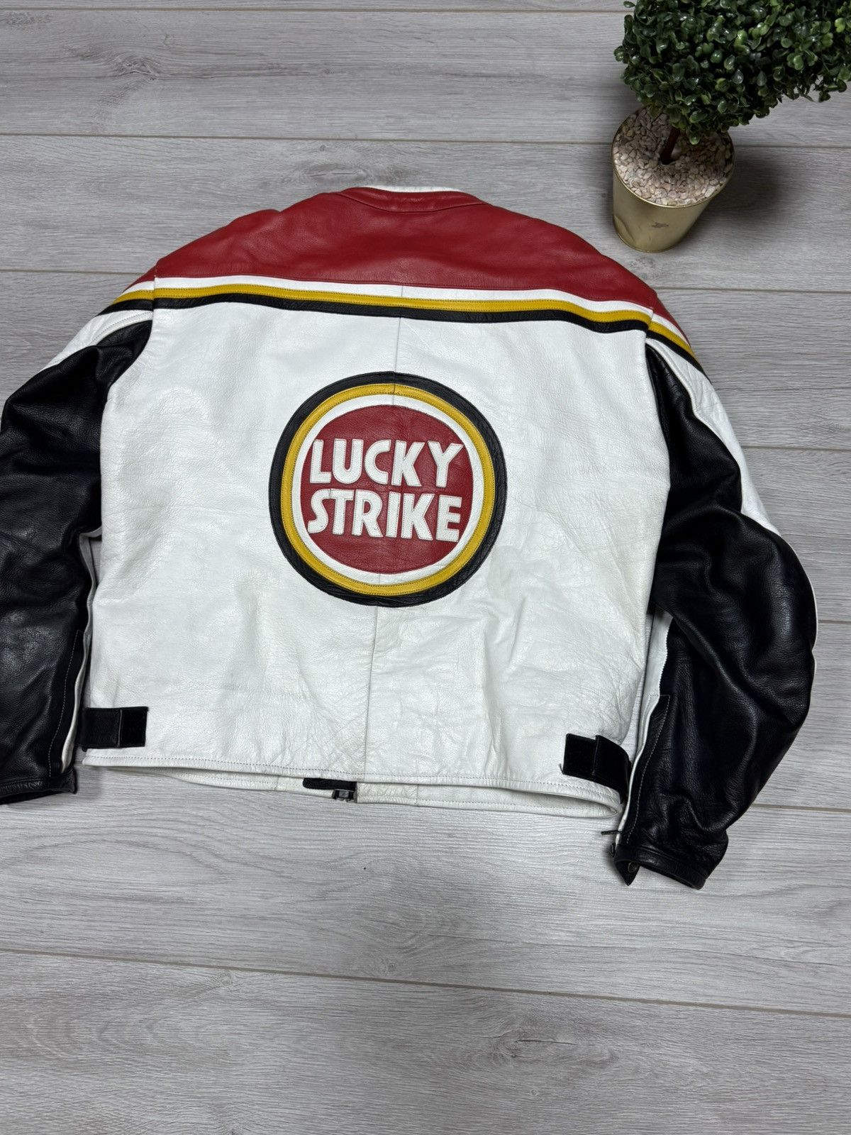 Vintage Lucky Strike leather racing protection jacket big logo Size US XXL / EU 58 / 5 - 10 Thumbnail