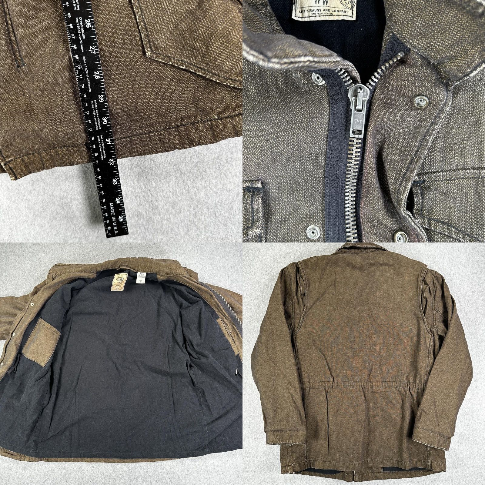 Levi's VINTAGE Levi's Tab Twills Military Jacket Mens XL Brown Herringbone Cotton Lined Size US XL / EU 56 / 4 - 8 Thumbnail