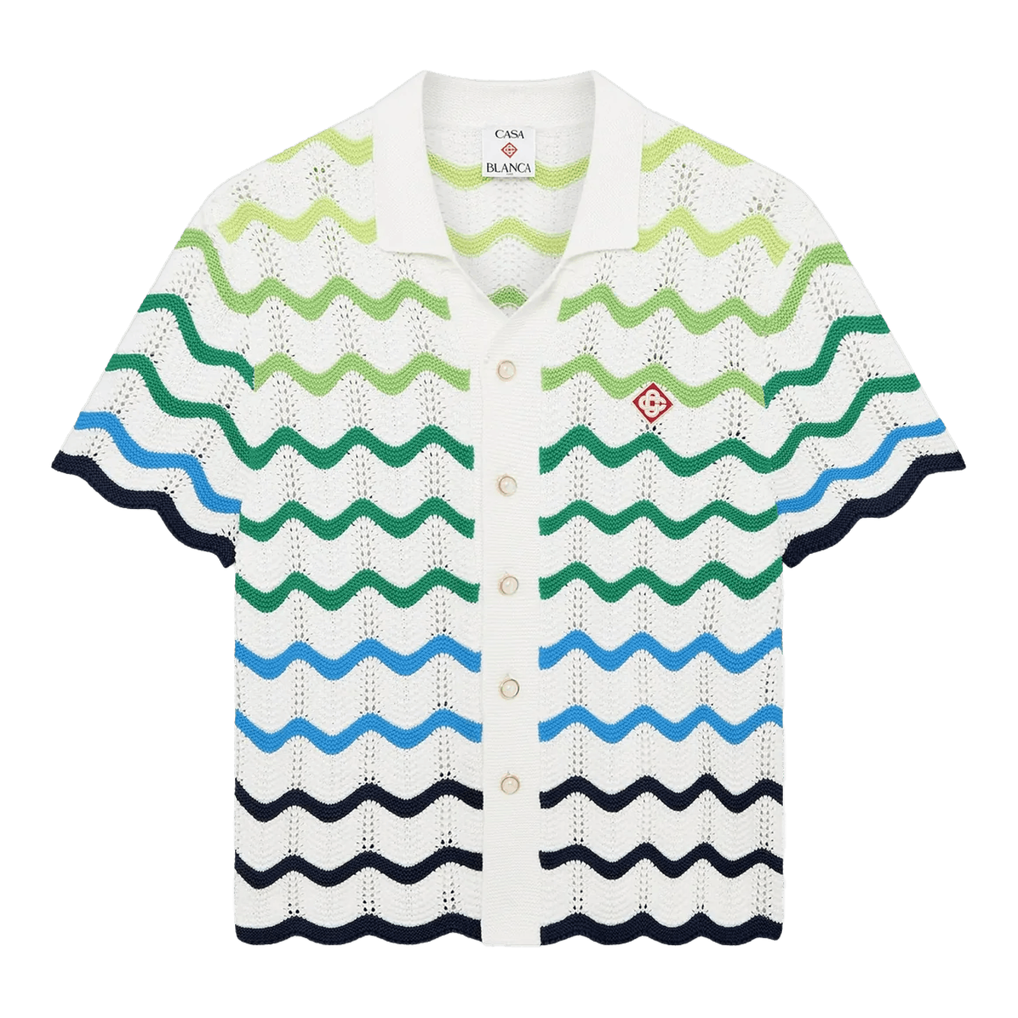 Casablanca Wave Short Sleeve Knitted Shirt Size US M / EU 48-50 / 2 - 1 Thumbnail