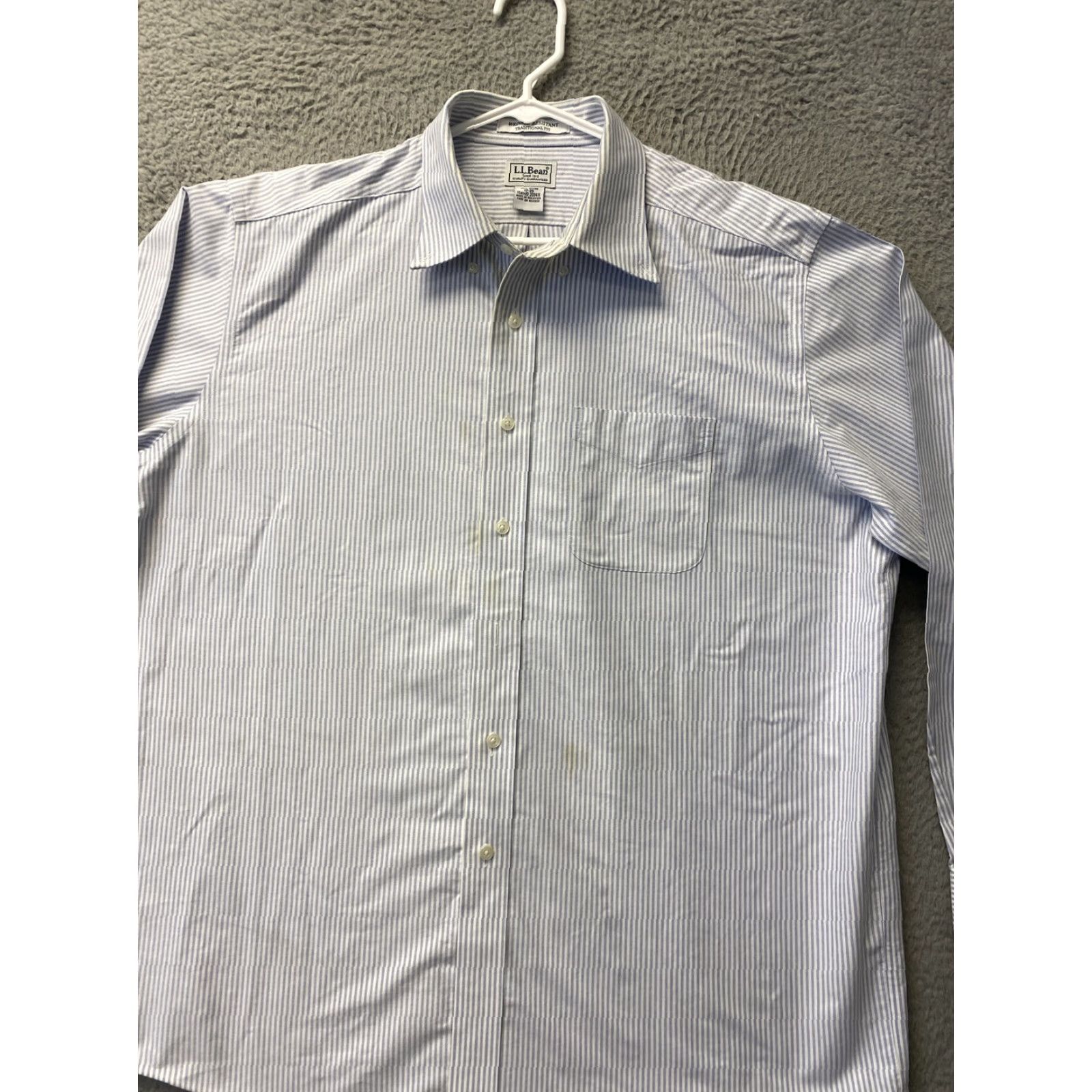 Vintage VINTAGE LL Bean Shirt Mens 17 35 Blue Stripes Work Cotton Thick / 44-92 Size US XL / EU 56 / 4 - 2 Thumbnail