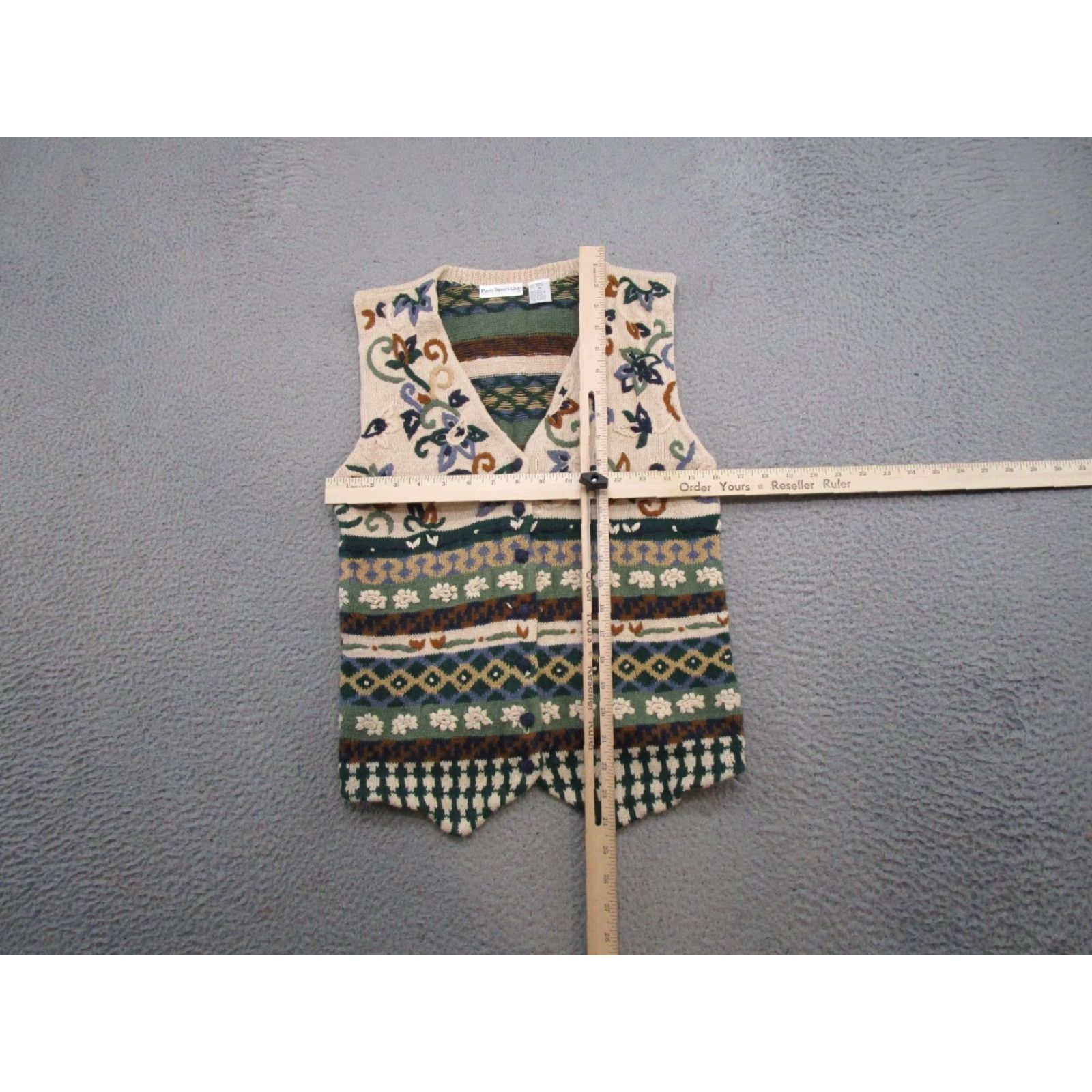 Vintage VINTAGE Paris Sports Club Sweater Vest Shirt Women M Floral Knit Button Up 90s Boho Chic Y2K Size M / US 6-8 / IT 42-44 - 3 Thumbnail