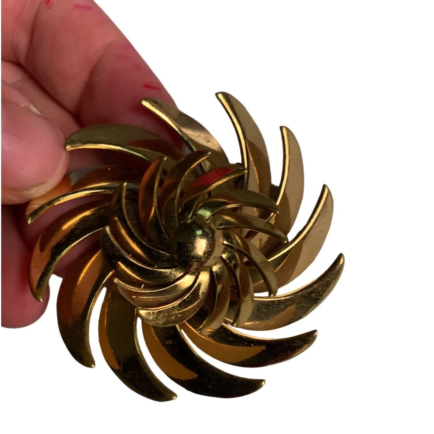 Other Vintage Handmade Gold Toned Pinwheel Swirl Brooch/Pin Size ONE SIZE - 8 Thumbnail