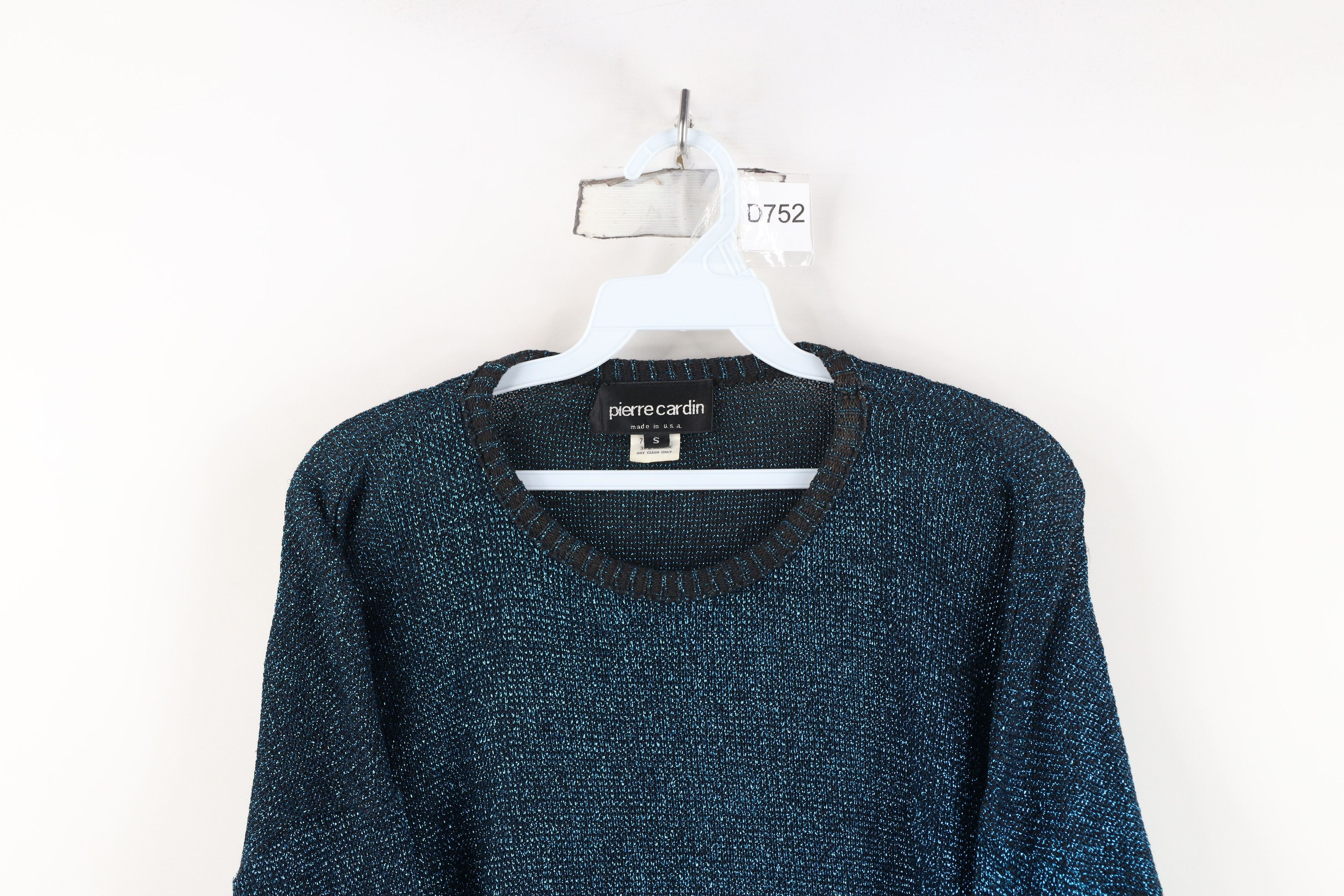 Pierre Cardin Vintage 80s 90s Pierre Cardin Metallic Knit Sweater Blue USA Size S / US 4 / IT 40 - 2 Thumbnail