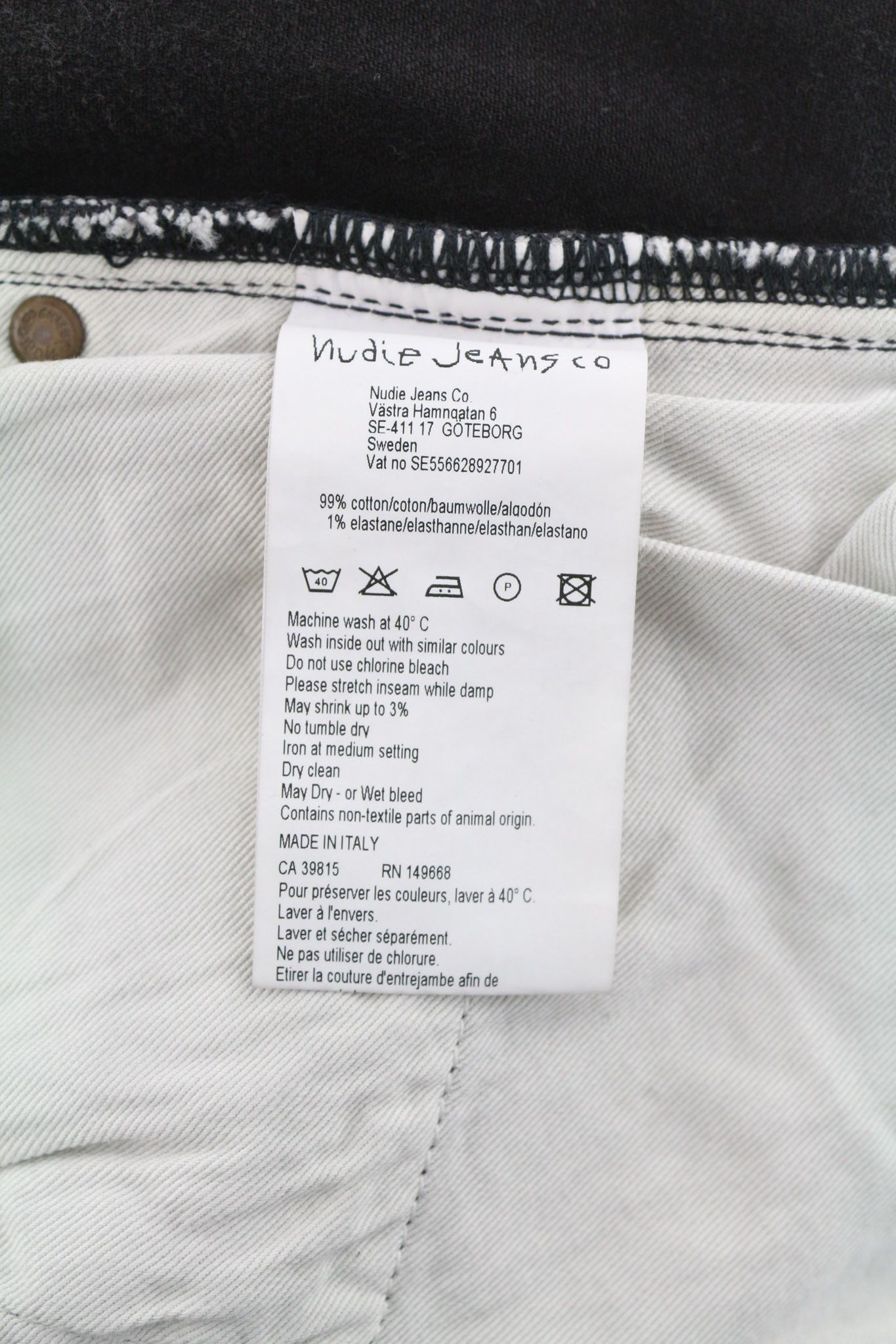 Nudie Jeans PIPE LED W29/L32 Grey Marble Organic Skinny Zip Dark 81917 Size US 29 - 6 Thumbnail