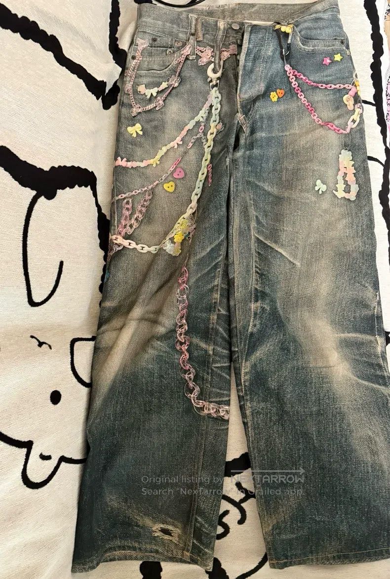 Acne Studios Acne Studios Candy Chain 3D Printed Loose Low-Rise Wide-Le Size 35" - 1 Thumbnail