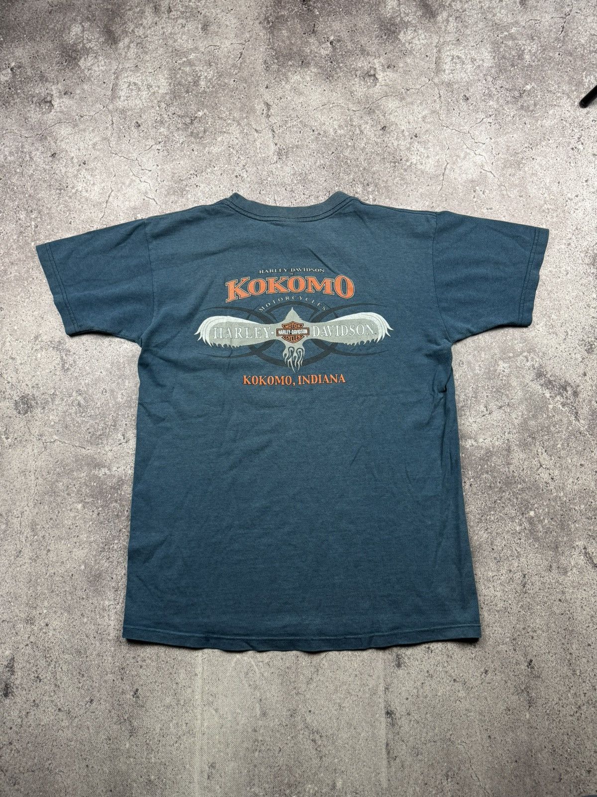 Harley Davidson Vintage Y2K Faded Harley Davidson Kokomo Indiana Biker Tee Size US M / EU 48-50 / 2 - 4 Thumbnail
