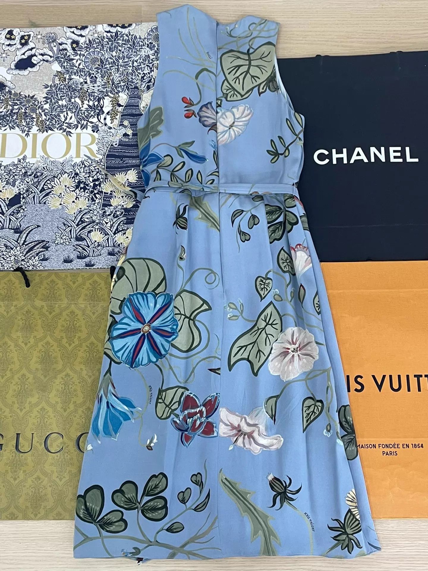 Gucci Gucci blue printed silk sleeveless dress size 40 Size S / US 4 / IT 40 - 3 Thumbnail