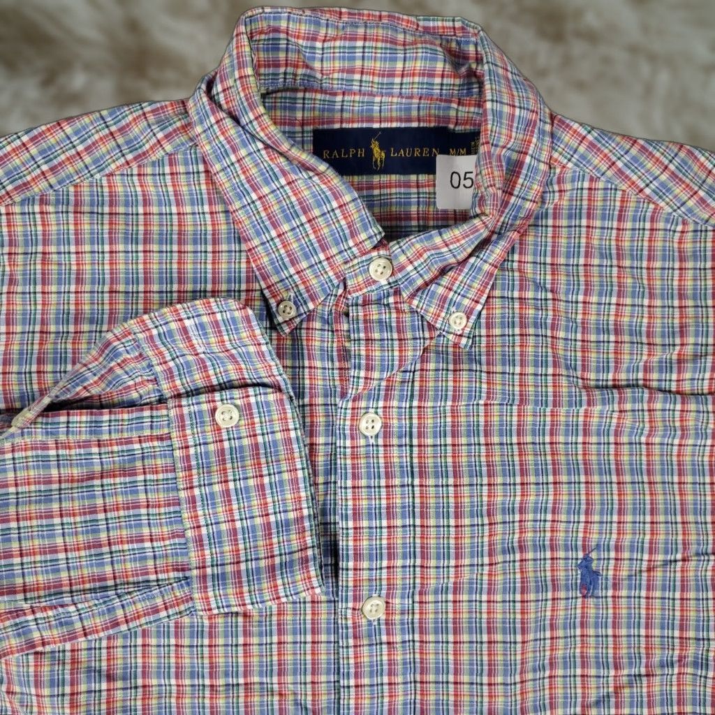 Ralph Lauren VINTAGE Ralph Lauren Shirt Men Size Medium Long Sleeve Button-Up Plaid Cotton Blue Red Fall Winter Size US M / EU 48-50 / 2 - 1 Thumbnail