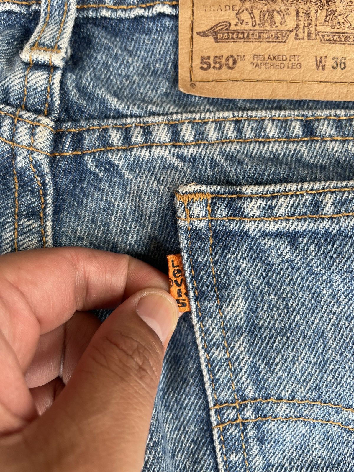 Levi's Vintage 80s Levis 550 Orange Tab Light Wash Jeans Size US 36 / EU 52 - 5 Thumbnail