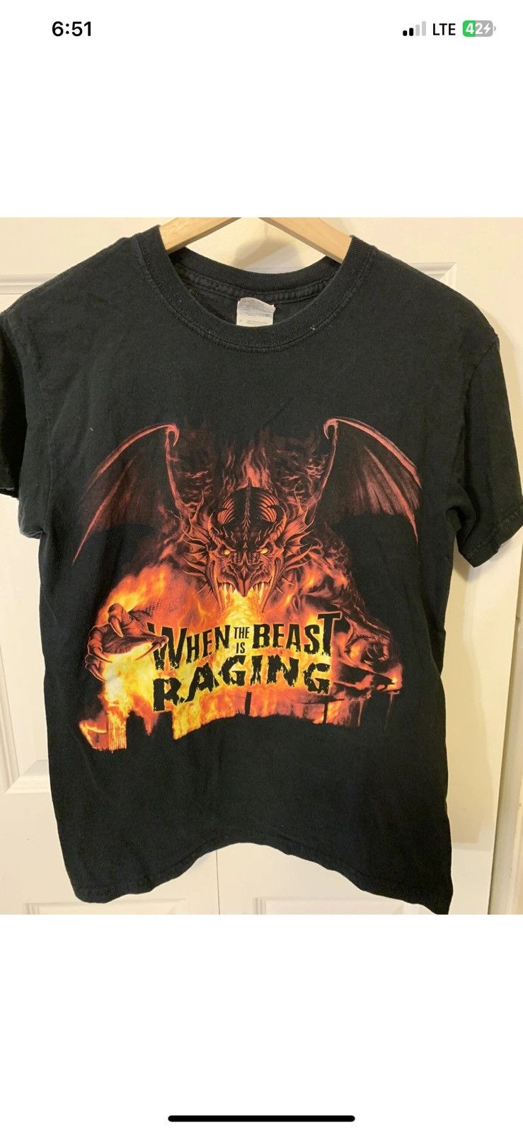 Gildan Vtg 90s firefighting tame the raging beast t shirt dragon Size US S / EU 44-46 / 1 - 7 Thumbnail