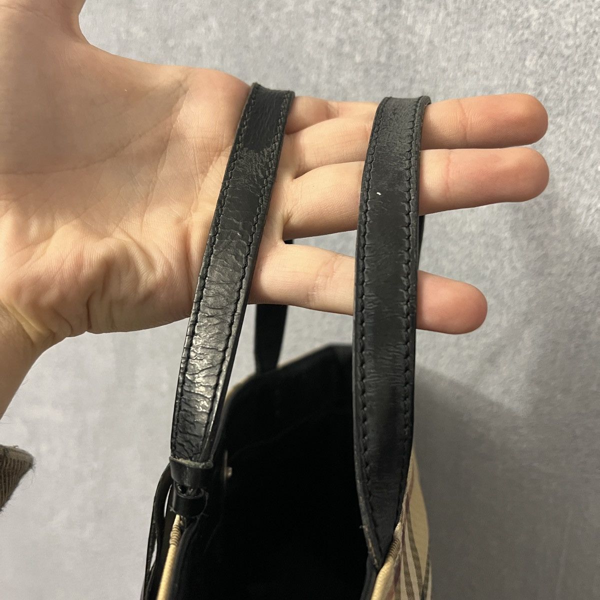 Burberry London Beige Nova Check Tote Double Handles Bag