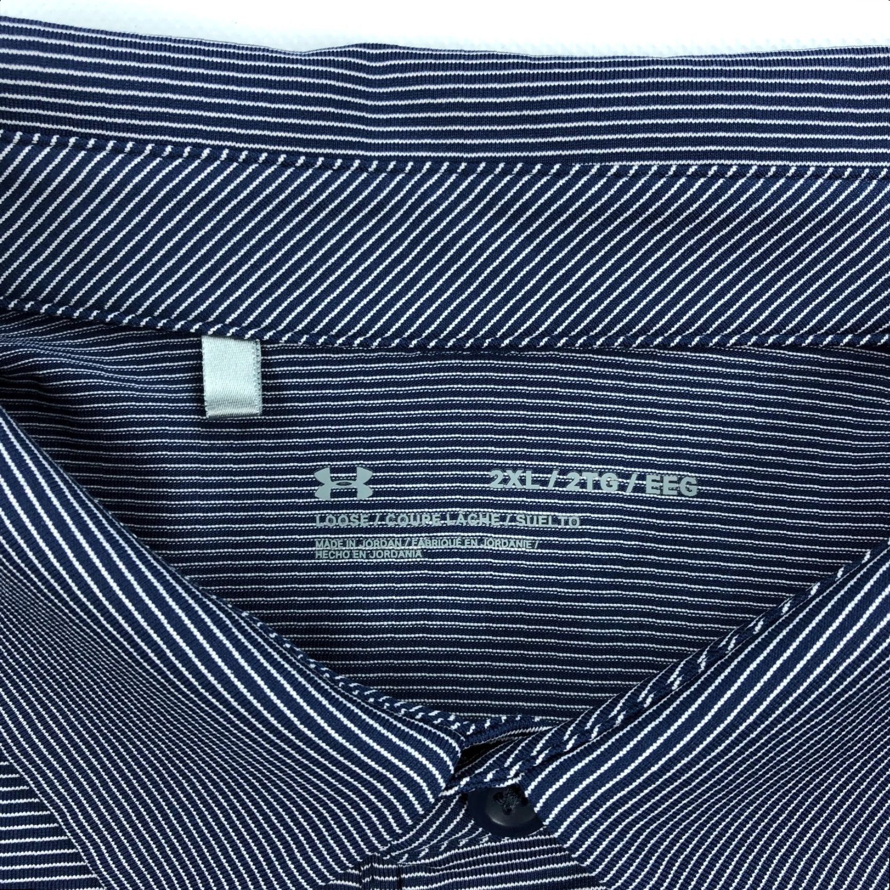 Under Armour Under Armour Golf Polo Shirt Men's 2XL Blue White Striped Performance Loose Size US XXL / EU 58 / 5 - 4 Thumbnail