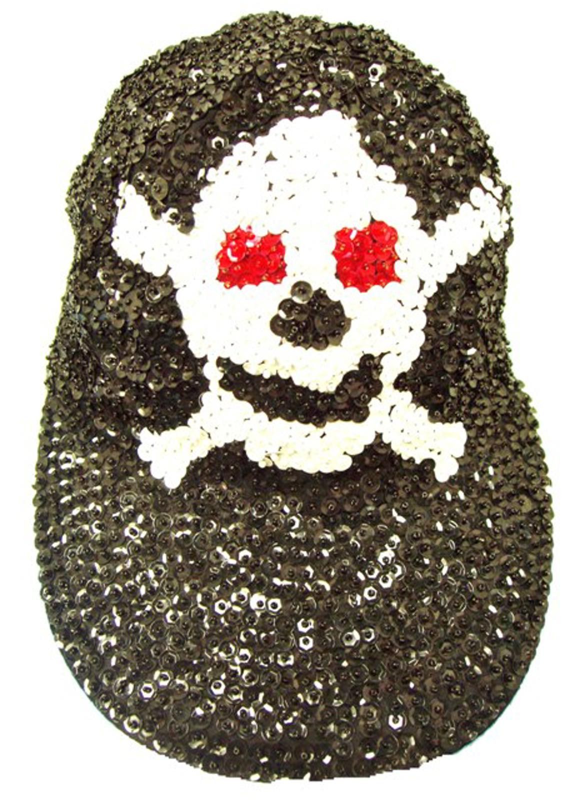 Designer Sequin Baseball Cap BLACK with RED PIRATE Size ONE SIZE - 1 Preview