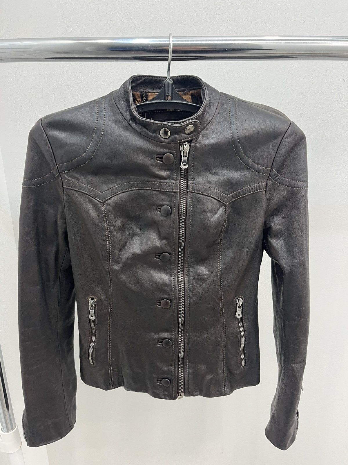 Dolce & Gabbana Y2K Leopard Biker Leather Jacket