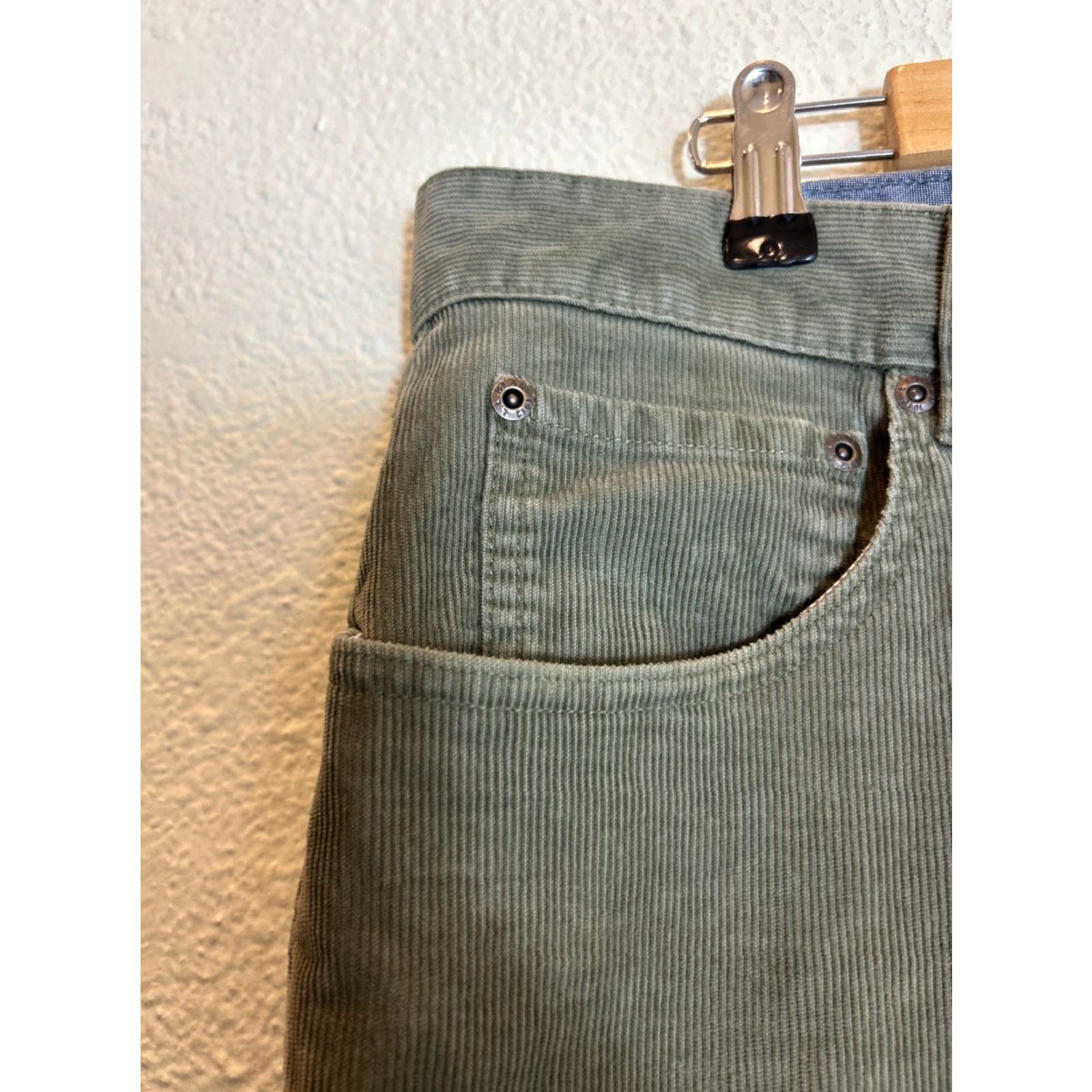 Vintage L.L Bean Stretch Country Corduroy Pants Olive Green 40x30 Men Regular Straight Chino Flat Front Button Zip Comfort Stretch Machine Washable Size US 40 / EU 56 - 7 Thumbnail