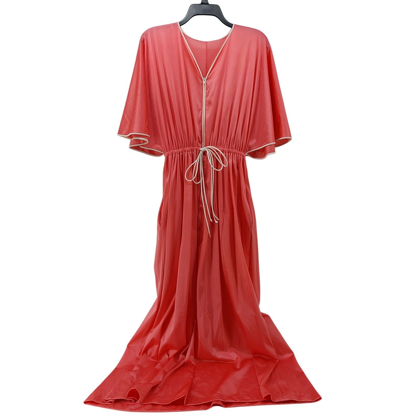 Vintage Vintage Coral Robe Long Drawstring Glam Elegant Wing Sleeves Size S / US 4 / IT 40 - 1 Thumbnail