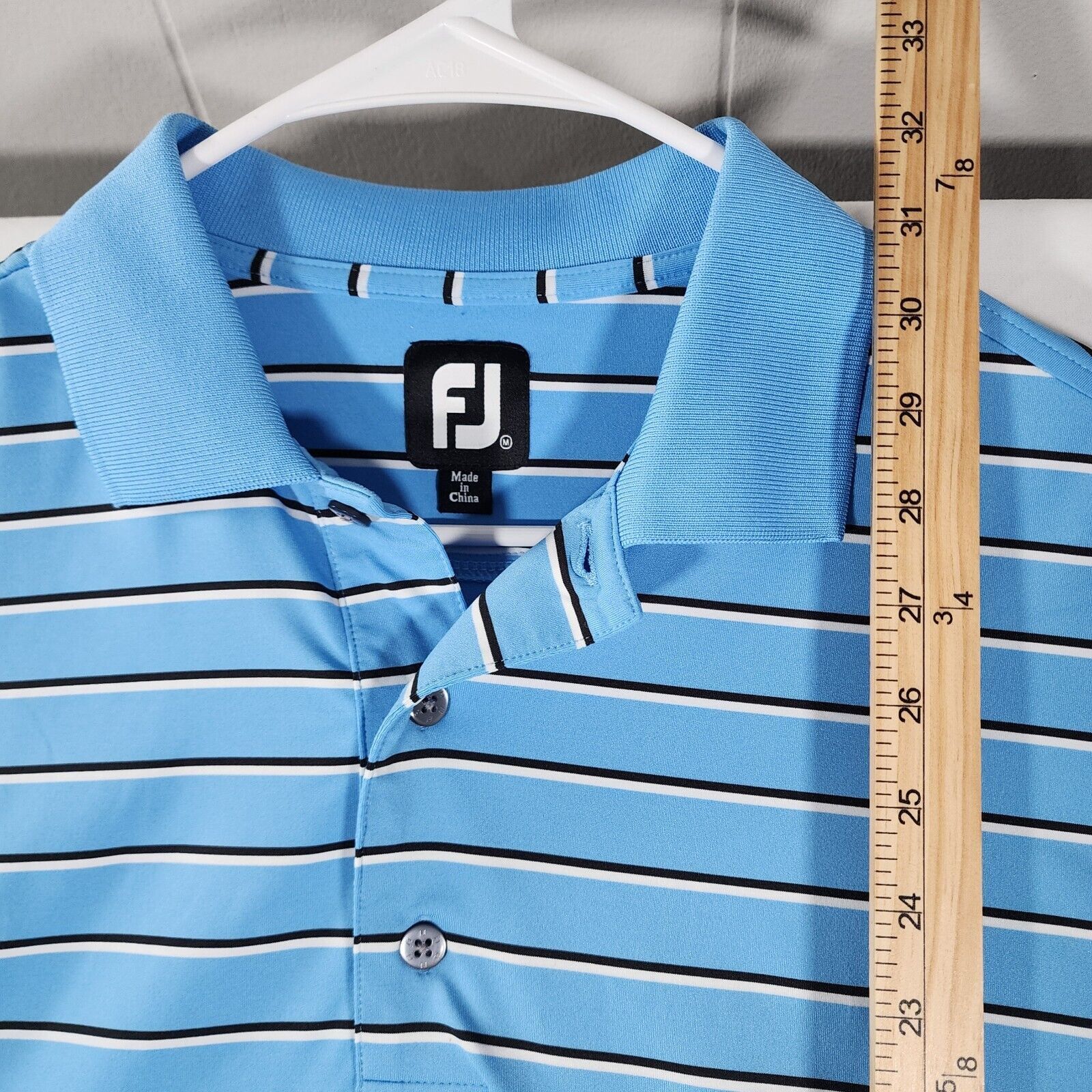Footjoy FootJoy M Blue, Black, and White Stripped Polo Golf Shirt Size US M / EU 48-50 / 2 - 7 Thumbnail