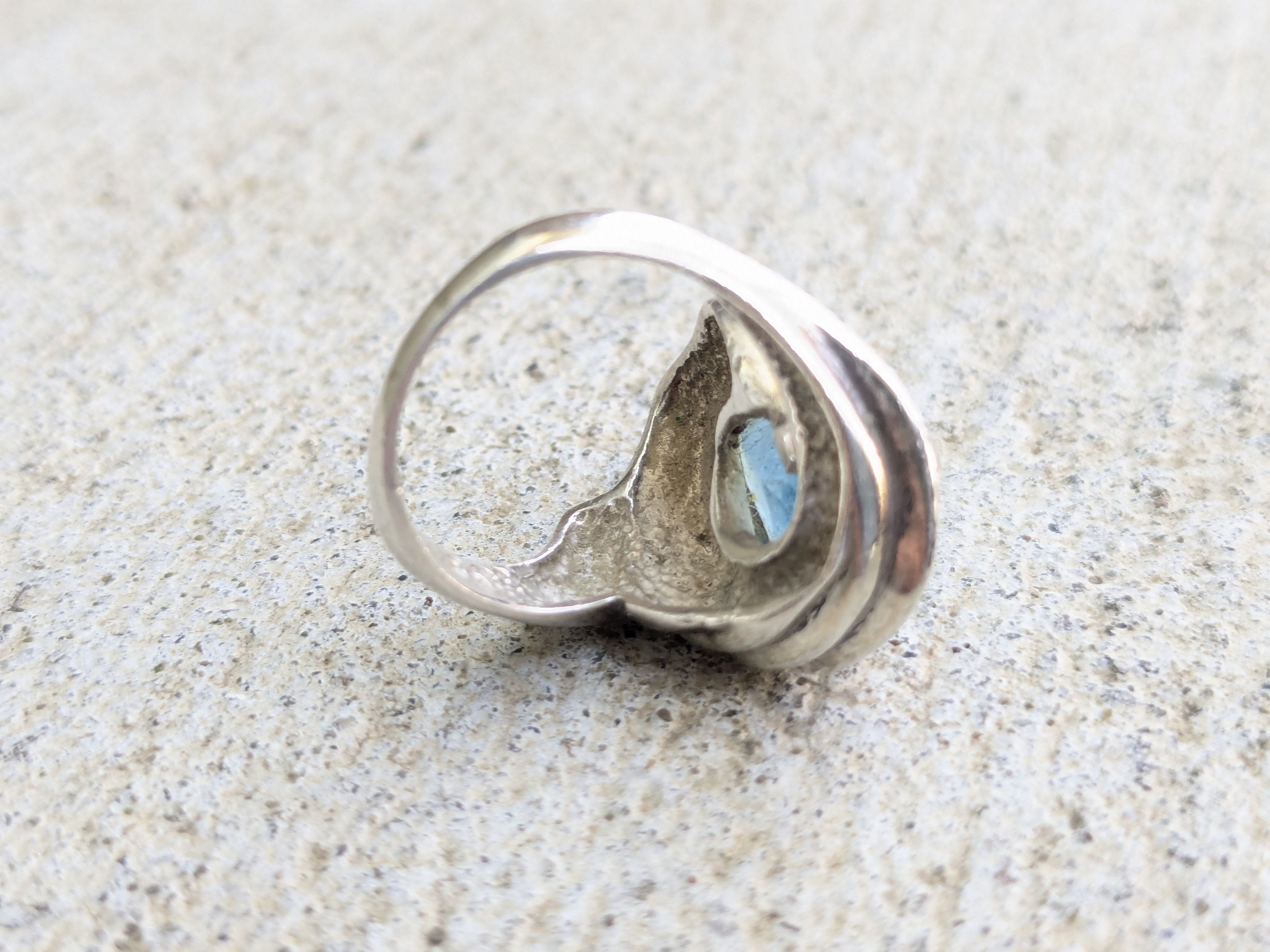 Jewelry Vintage Sterling Silver Ring Blue Topaz 5.25 Pear Teardrop Size ONE SIZE - 8 Thumbnail
