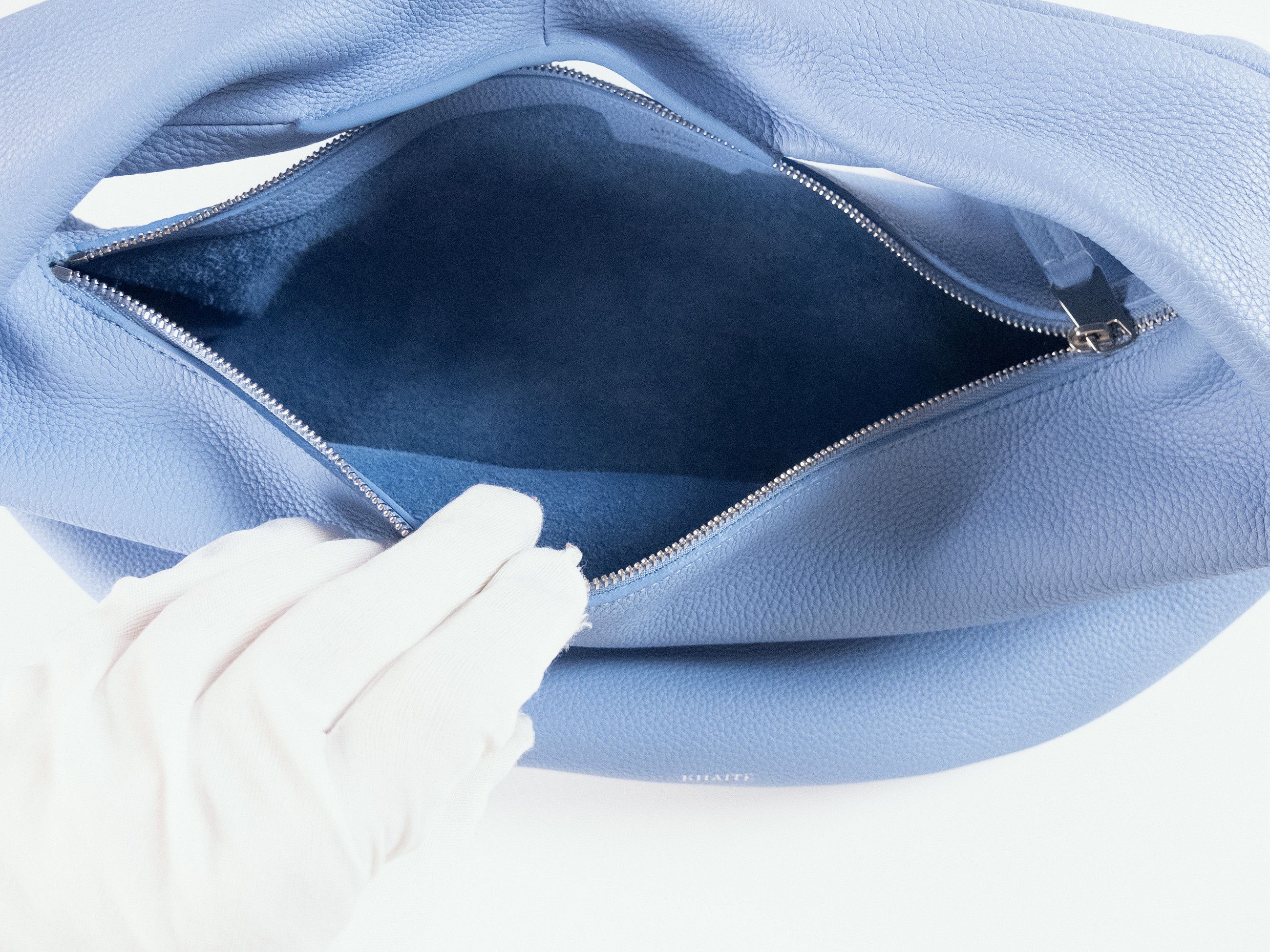 KHAITE KHAITE Olivia medium blue grained leather hobo bag Size ONE SIZE - 8 Thumbnail