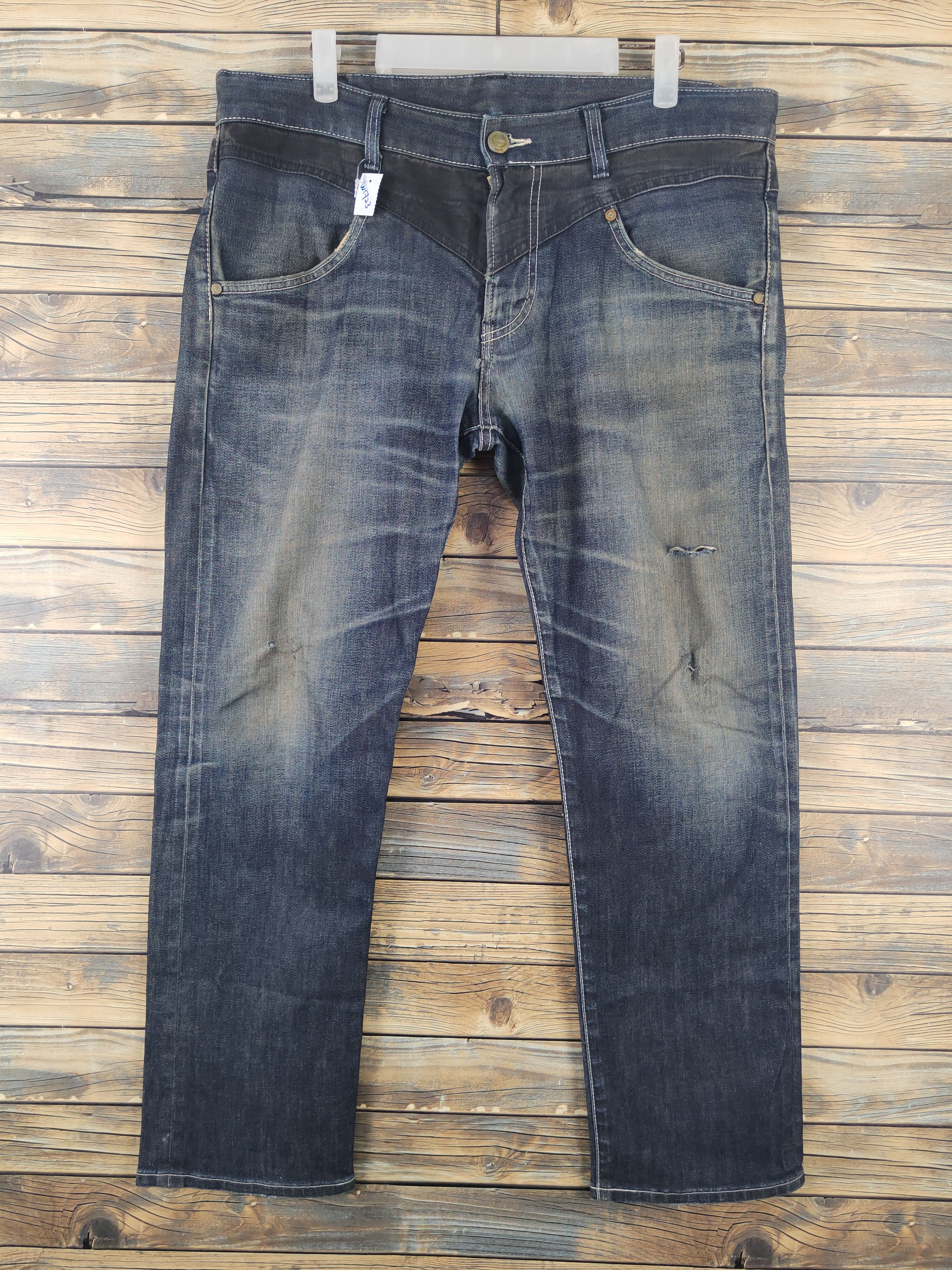 Anime Edwin X Bandai Gundam selvedge Ripped denim Jeans #W1723 Size US 35 - 1 Thumbnail
