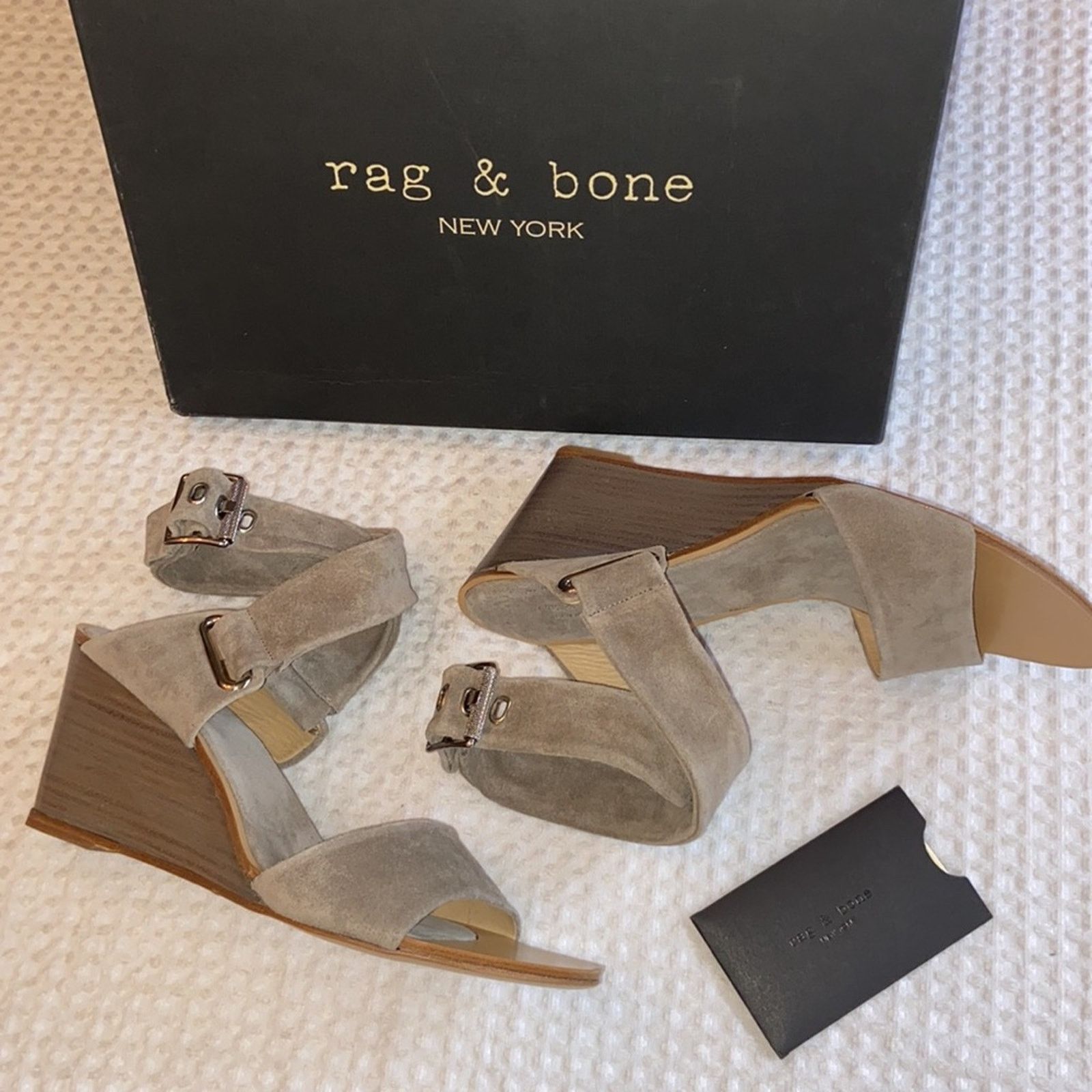 Rag & Bone NEW! rag & bone DAMIAN Wedge 39.5 Gray Leather Heels Sandal Size US 8.5 / IT 38.5 - 2 Thumbnail
