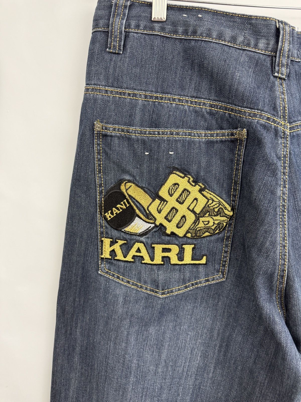 Karl Kani 🇺🇸 Vintage 90s Karl Kani Baggy Embroidered Denim Jean Retro Size US 38 / EU 54 - 6 Thumbnail