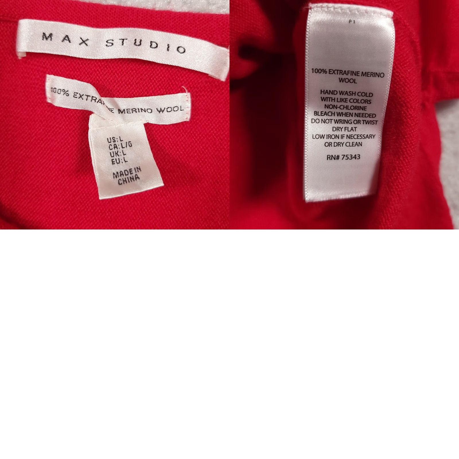 Vintage VINTAGE Max Studio Sweater Long Sleeve Pullover Red Women's Large Merino Wool 100% Knit Regular Crew Neck Fall Winter Spring Mens Women Girls Size L / US 10 / IT 46 - 9 Thumbnail